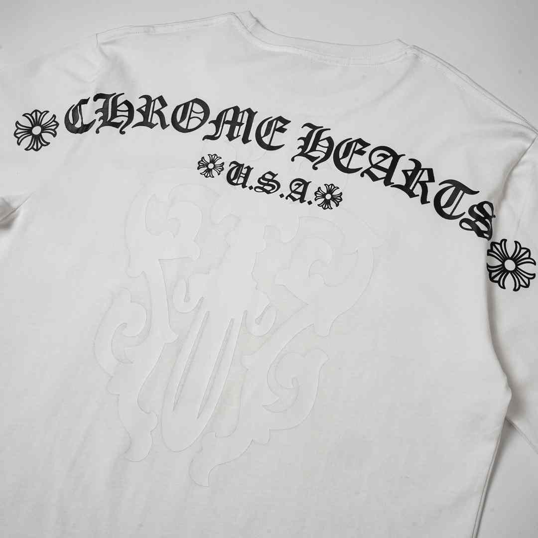 Chrome Hearts USA Script White Long Sleeve Tee - DesignerGu