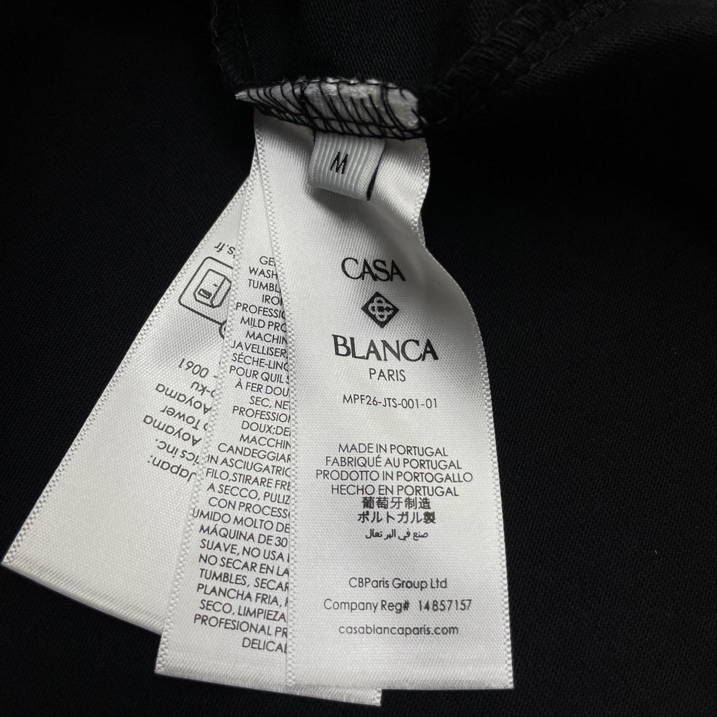 Casablanca Black Monde Perdu Tennis Club Icon Short Sleeve T‑Shirt C1188 - DesignerGu