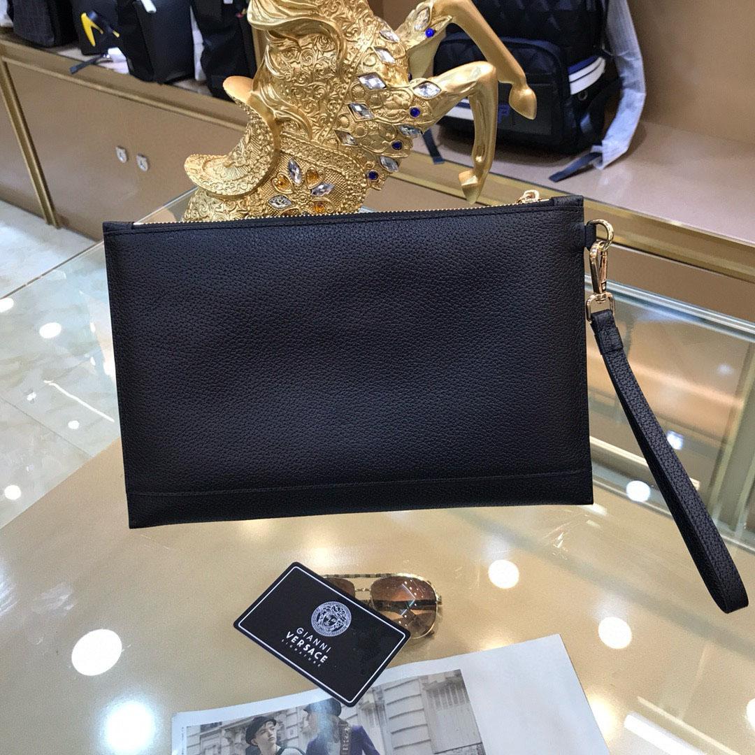 Versace Grained Calfskin La Medusa Pouch Black - DesignerGu