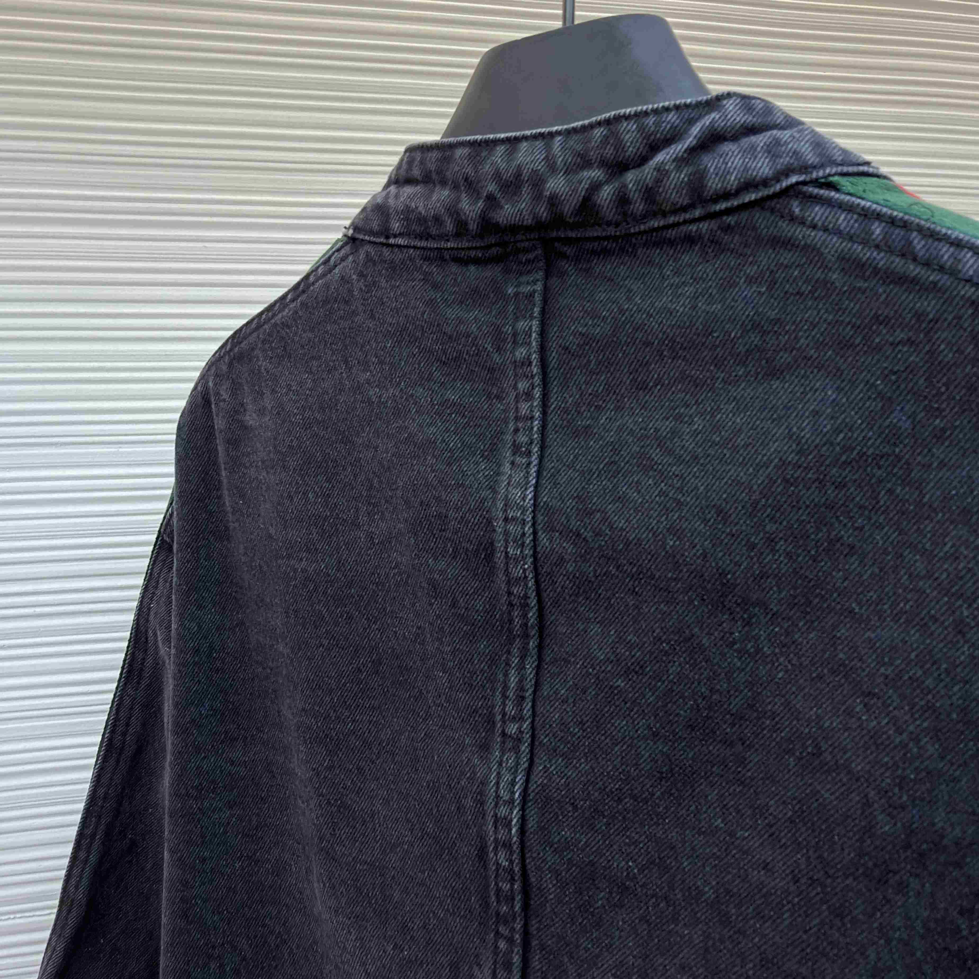Gucci Cotton Denim Biker Jacket With Web - DesignerGu