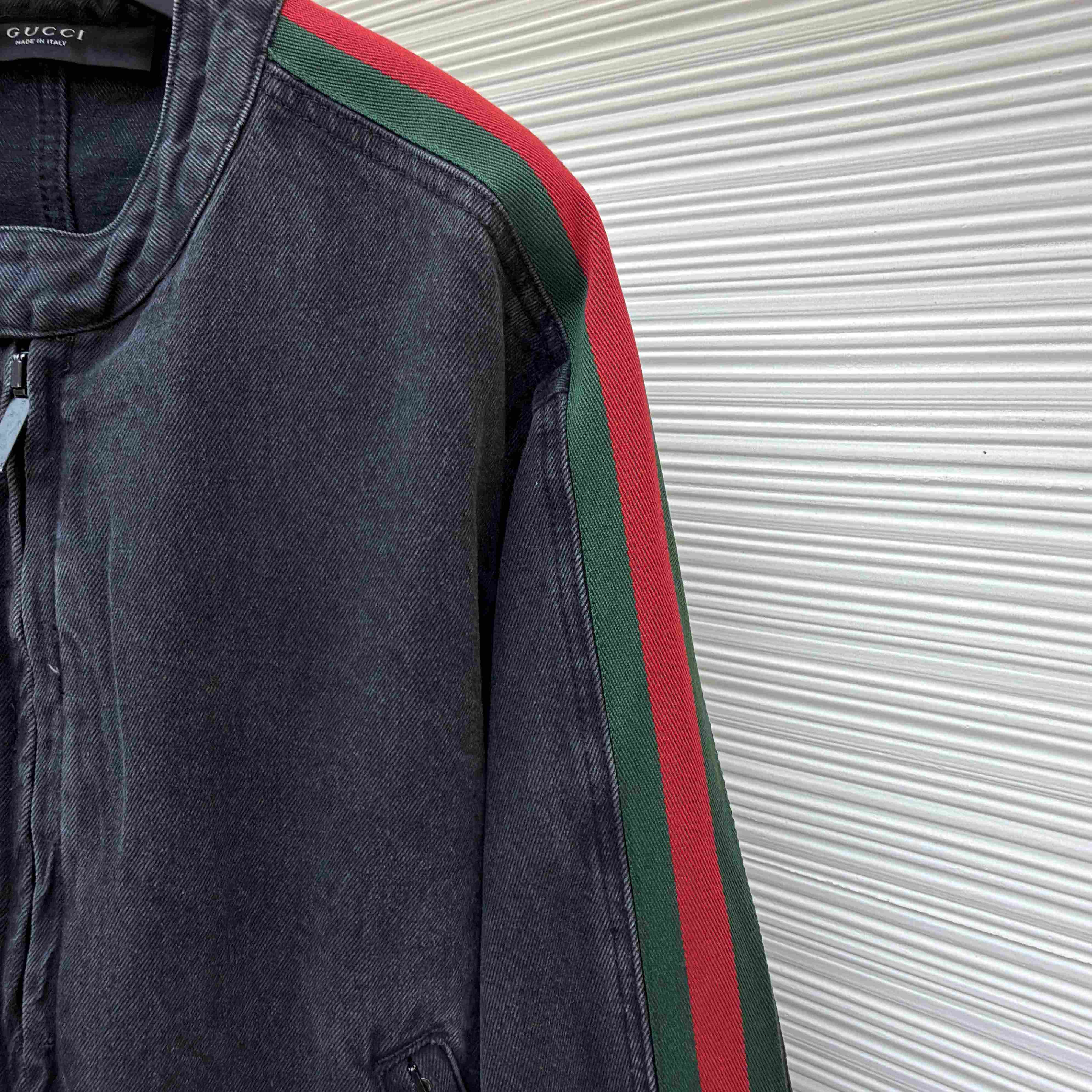 Gucci Cotton Denim Biker Jacket With Web - DesignerGu