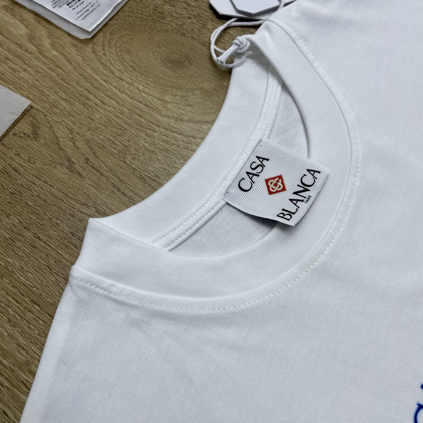Casablanca White Casa Kaspia New York Short Sleeve T‑Shirt  C1185 - DesignerGu