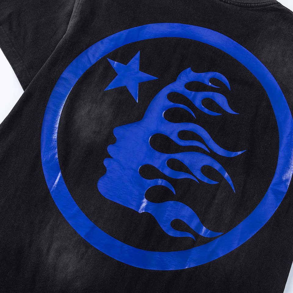 Hellstar Sports Core Gel Logo T-Shirt 'Black/Royal Blue' - DesignerGu