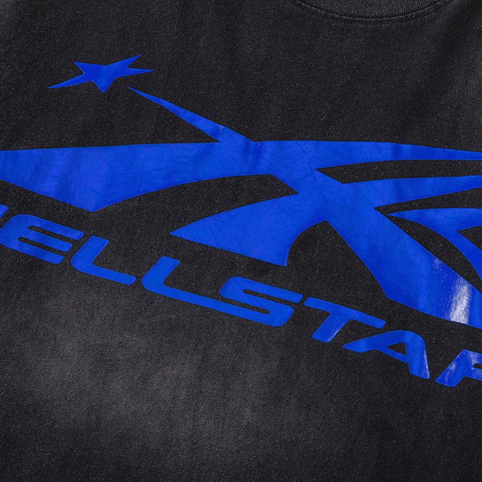 Hellstar Sports Core Gel Logo T-Shirt 'Black/Royal Blue' - DesignerGu