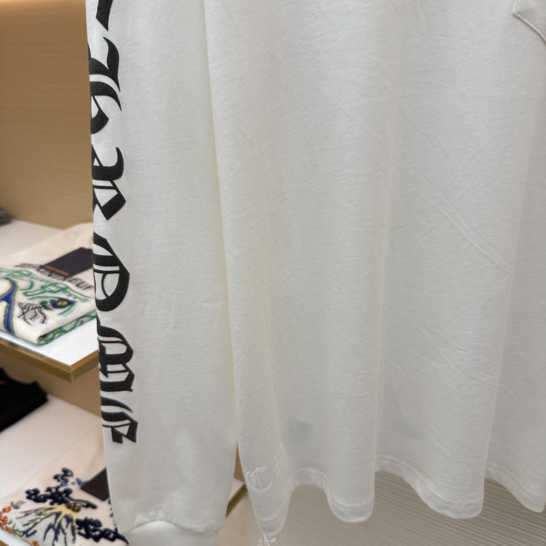Chrome Hearts  Neck White Long Sleeve Tee - DesignerGu