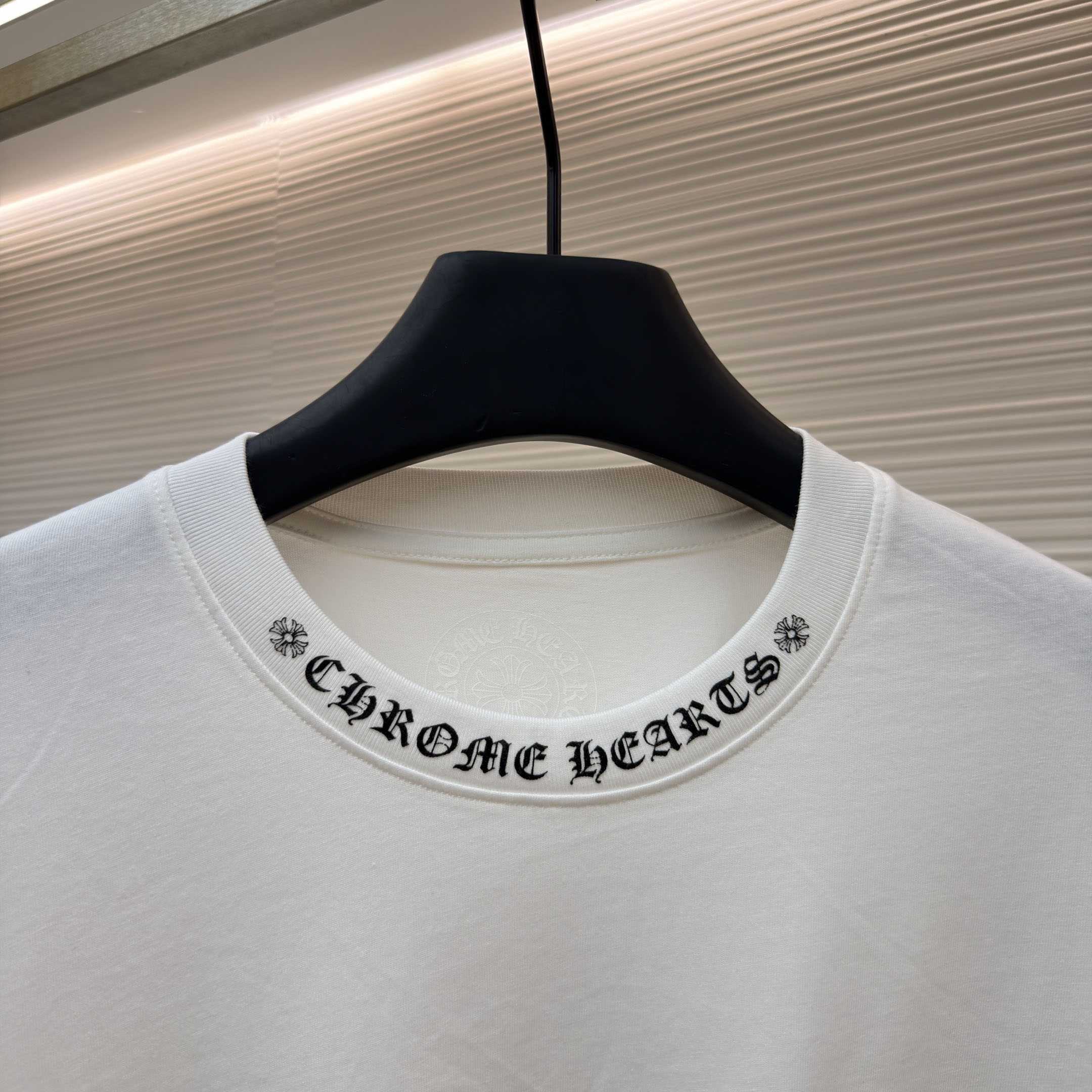 Chrome Hearts  Neck White Long Sleeve Tee - DesignerGu