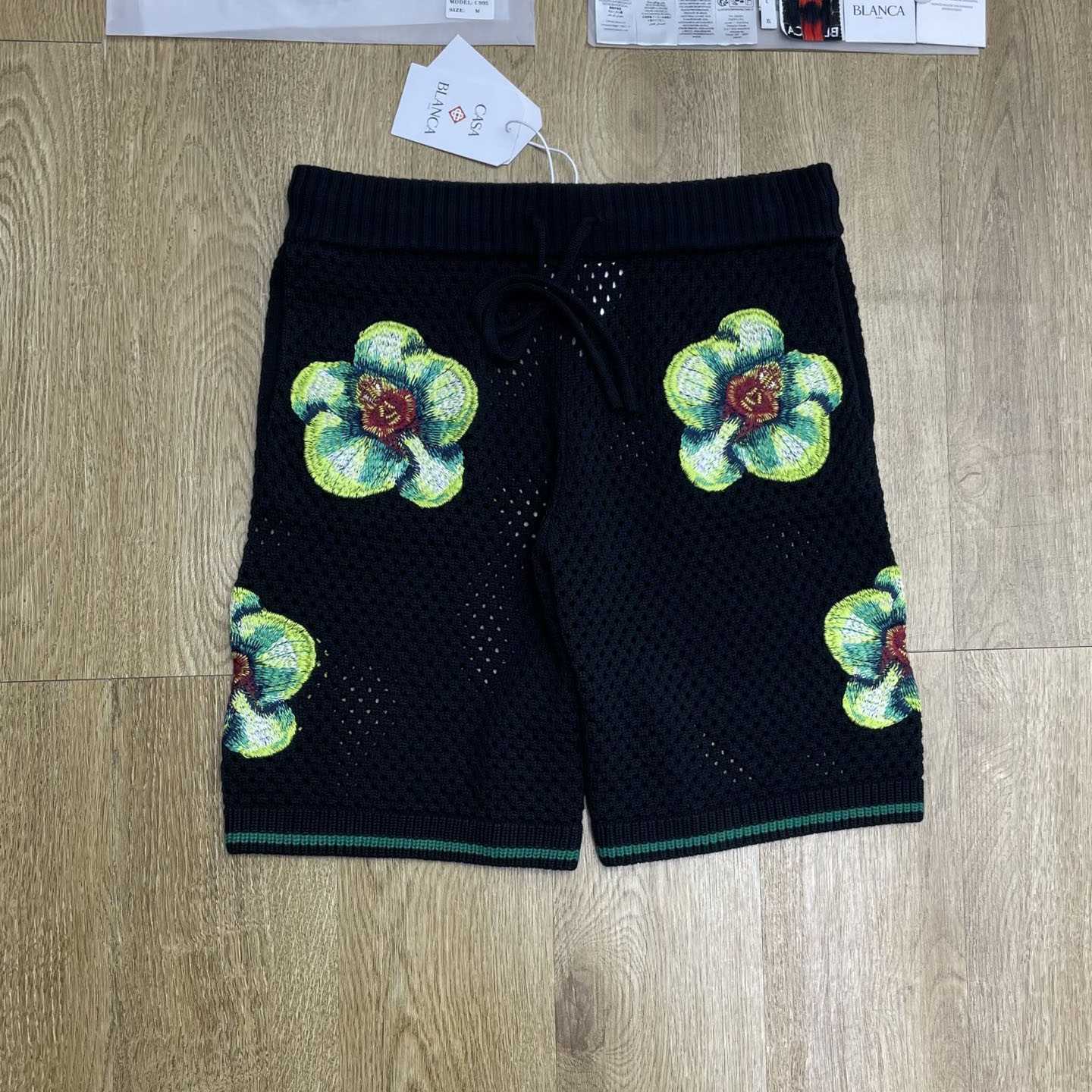 Casablanca Glitch Orchid Embroidered Crochet Shorts D0214 - DesignerGu