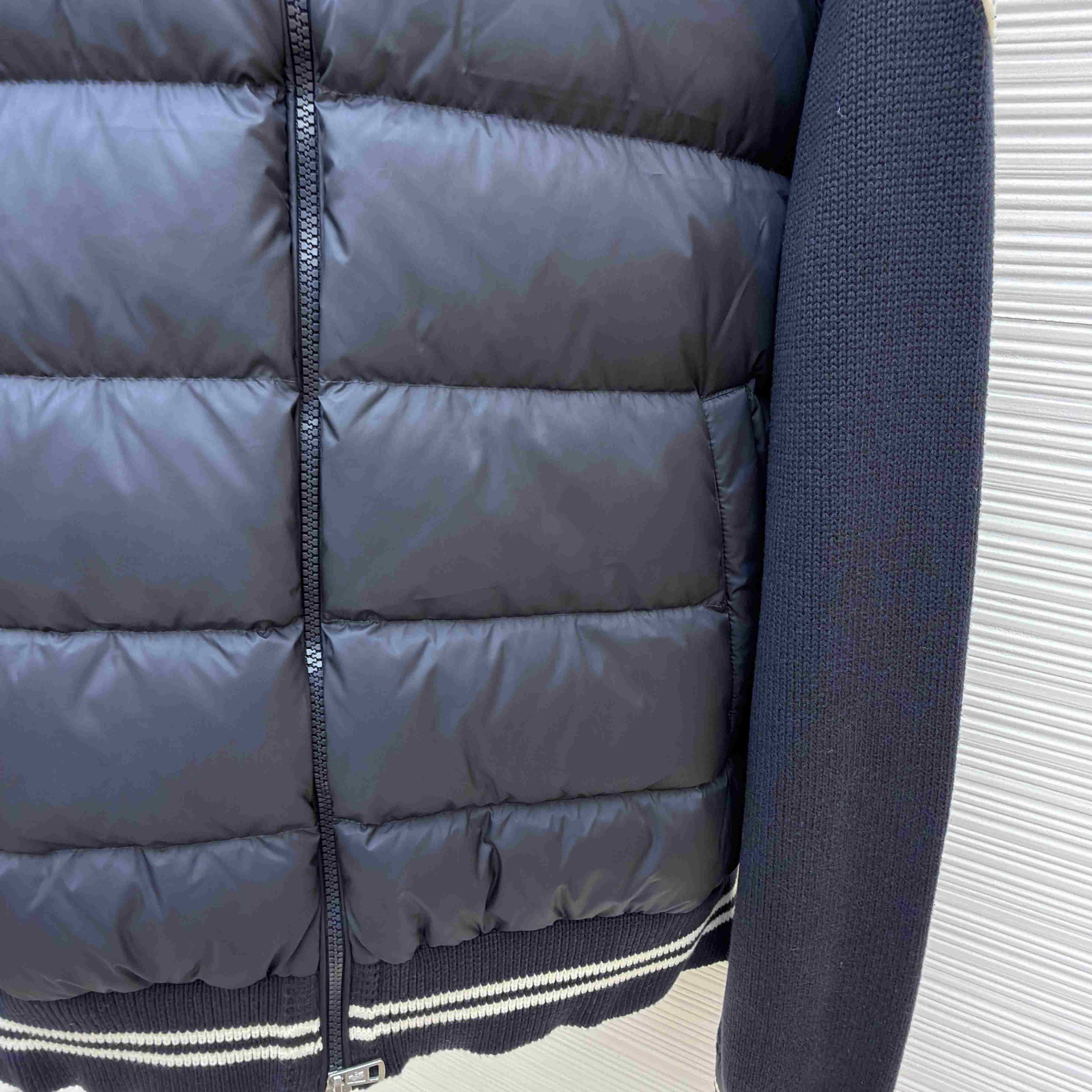 Moncler Navy Paneled Down Cardigan - DesignerGu