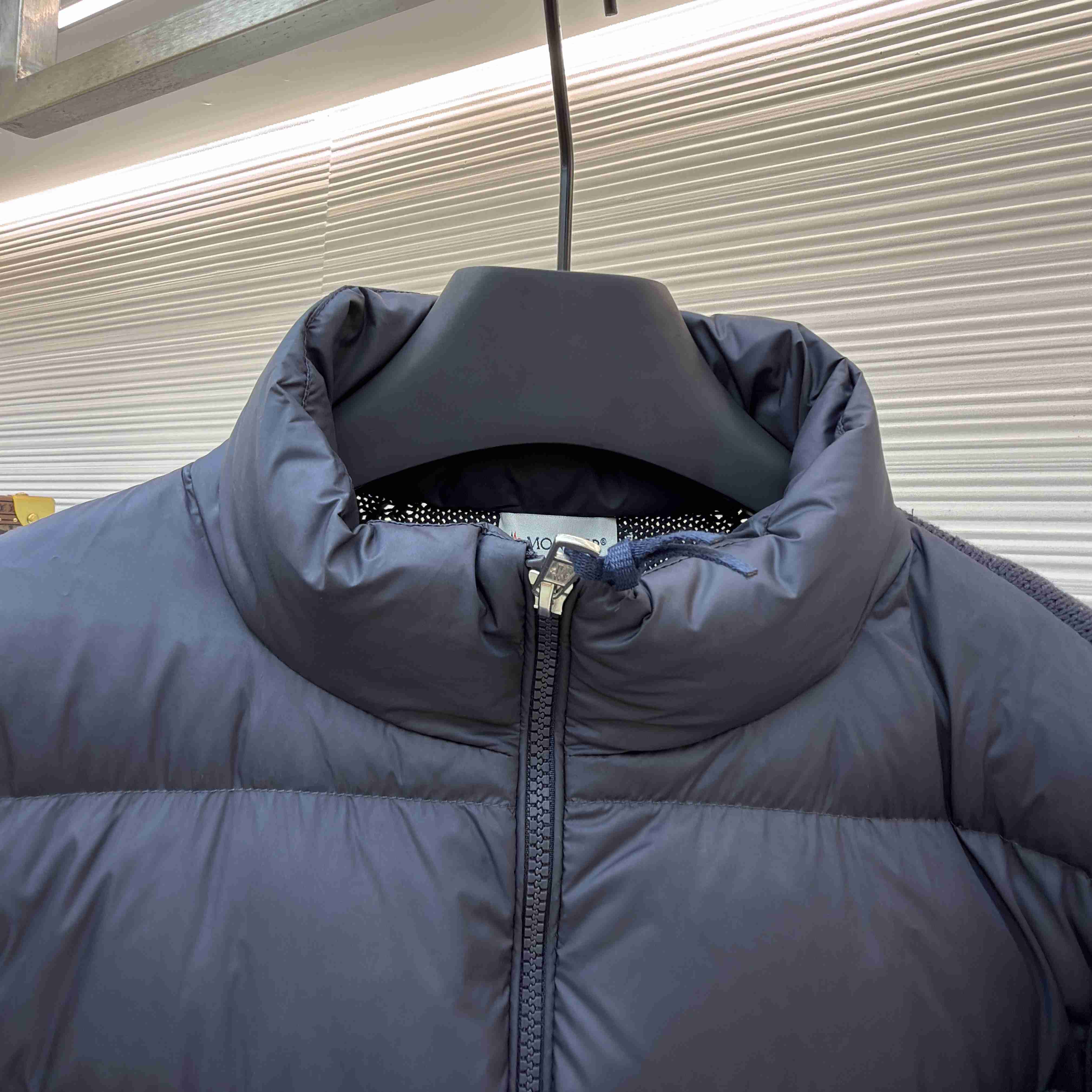 Moncler Navy Paneled Down Cardigan - DesignerGu