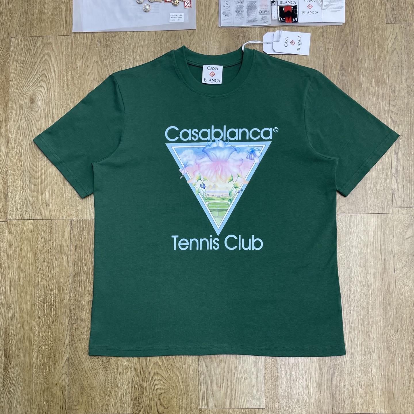 Casablanca Dark Green Tennis Club Icon Short Sleeve T‑Shirt C1193 - DesignerGu