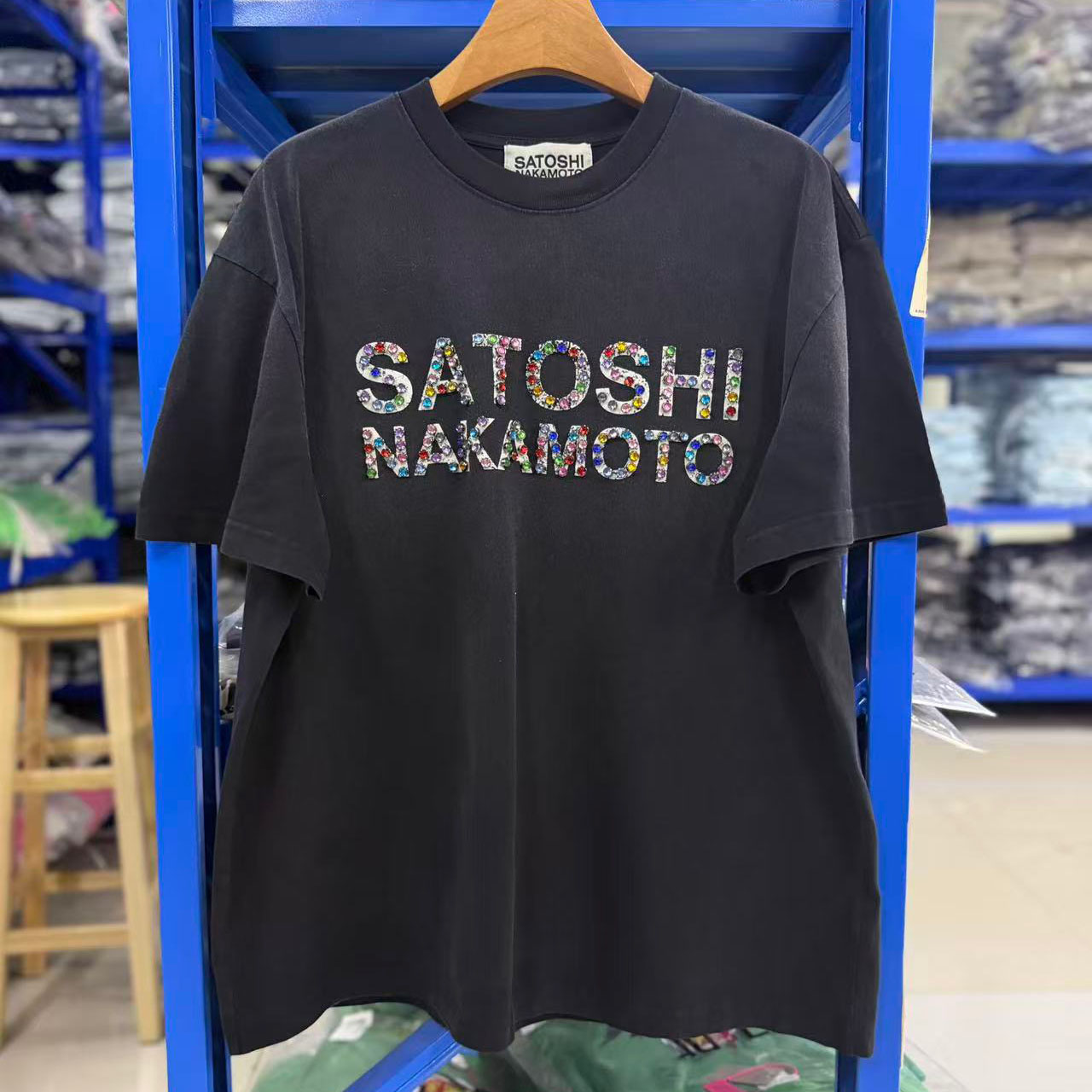 Satoshi Nakamoto Studded Logo T-Shirt - DesignerGu