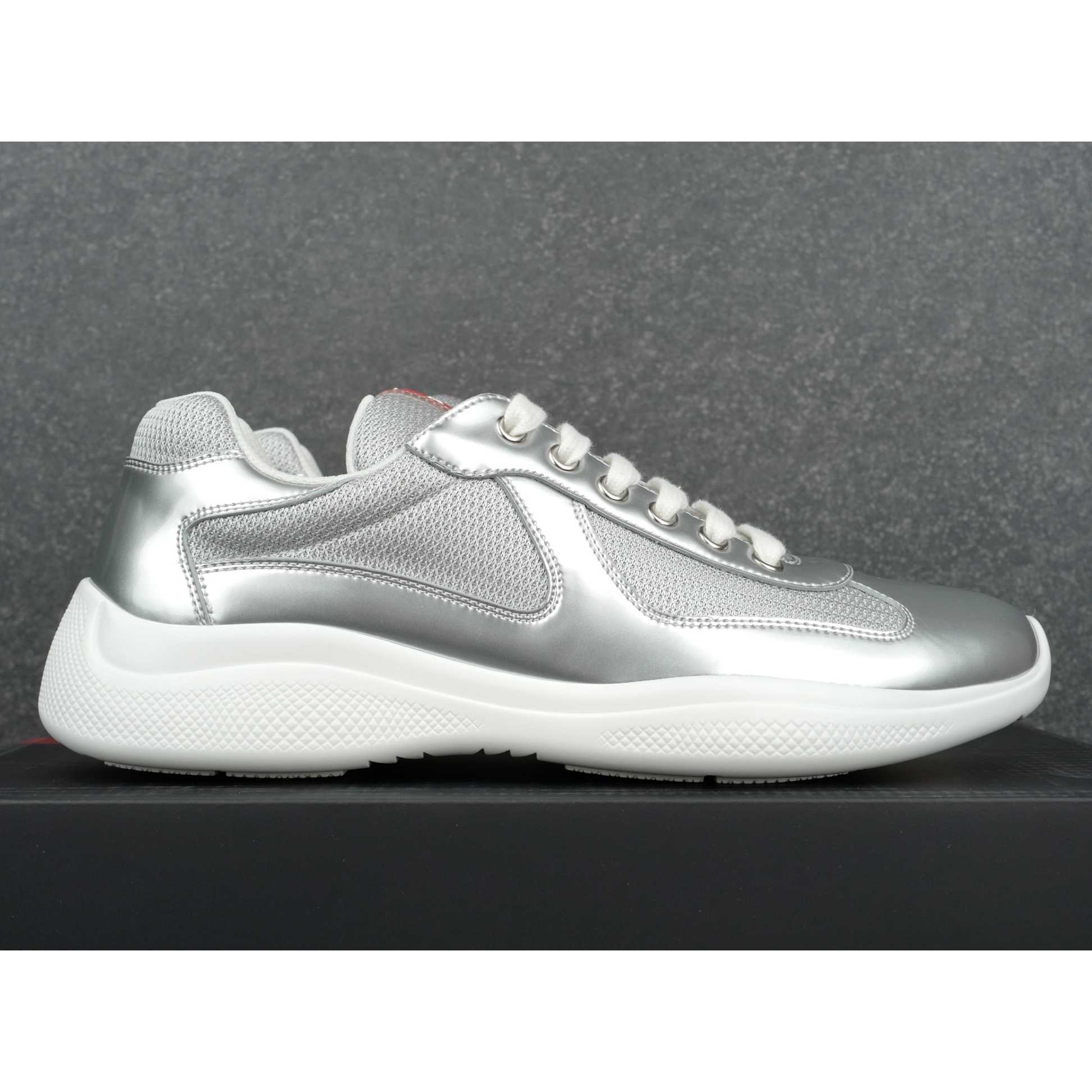 Prada America's Cup Metallic Leather And Bike Fabric Sneakers（upon uk size） - DesignerGu