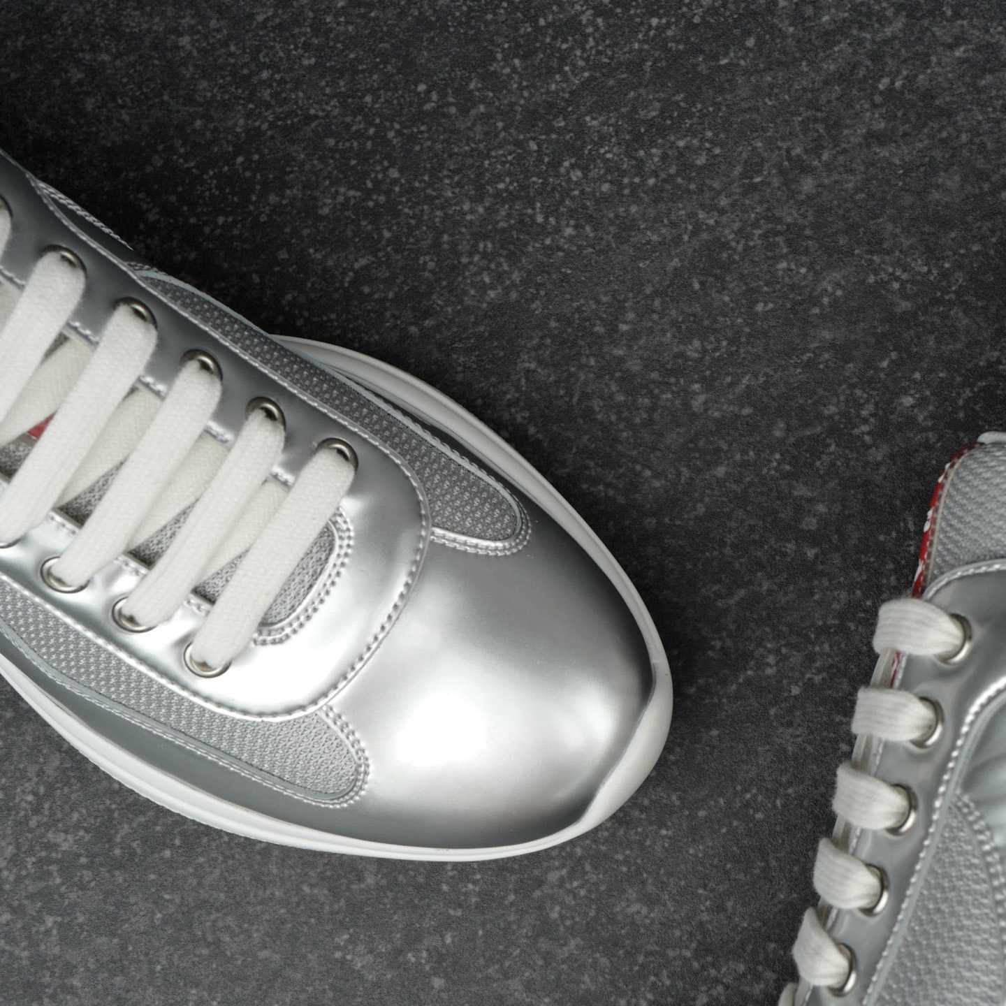 Prada America's Cup Metallic Leather And Bike Fabric Sneakers（upon uk size） - DesignerGu