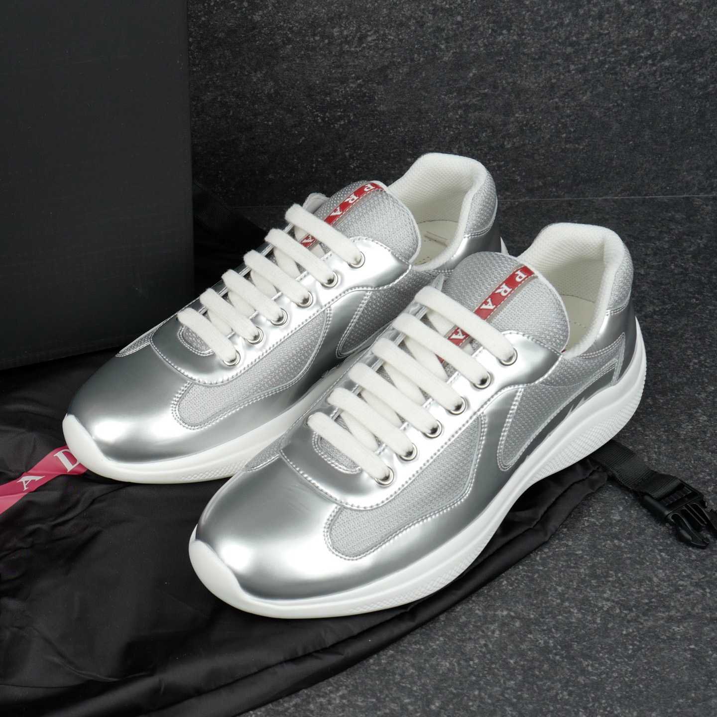 Prada America's Cup Metallic Leather And Bike Fabric Sneakers（upon uk size） - DesignerGu