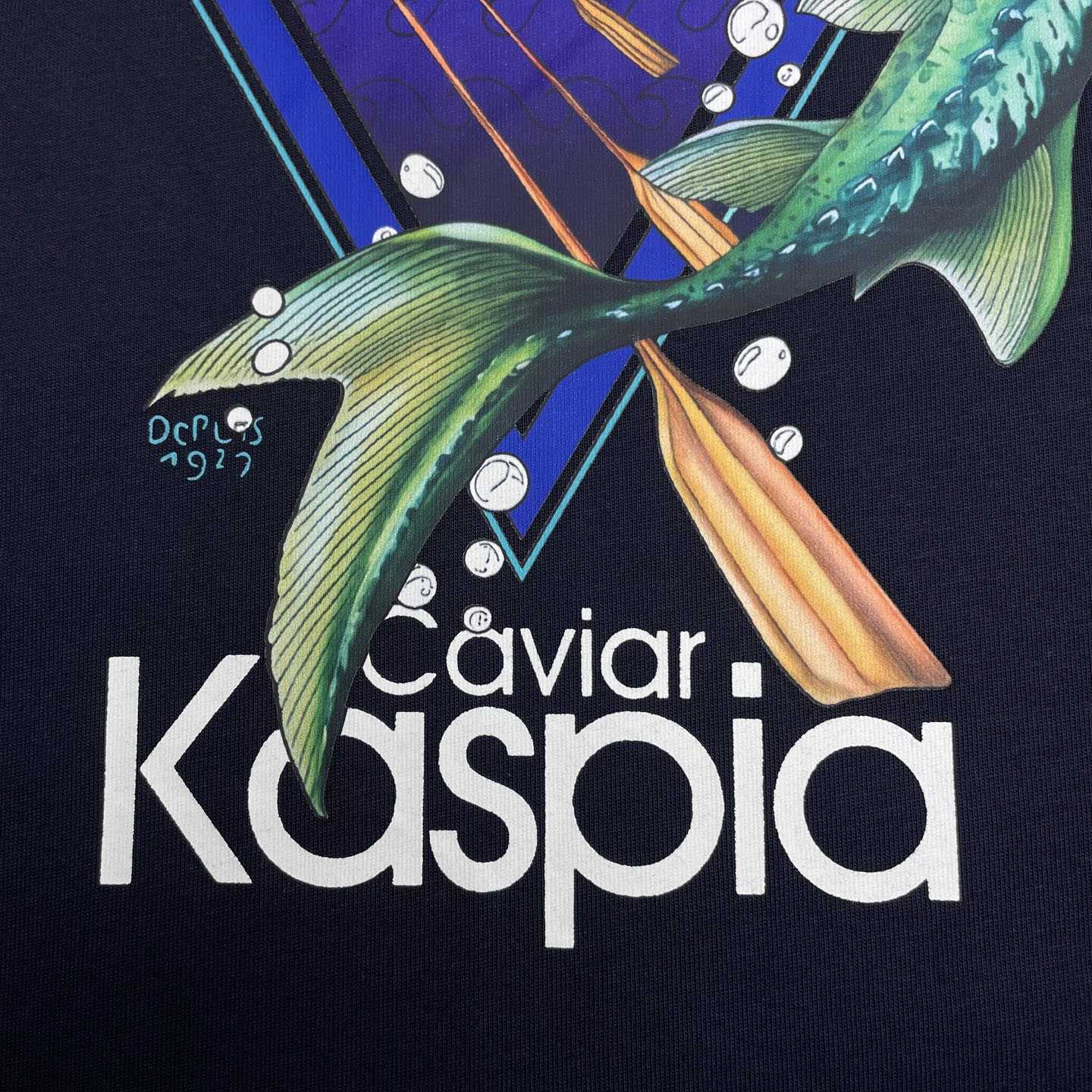 Casablanca Navy Casa Kaspia New York Club Icon Short Sleeve T‑Shirt C1186 - DesignerGu