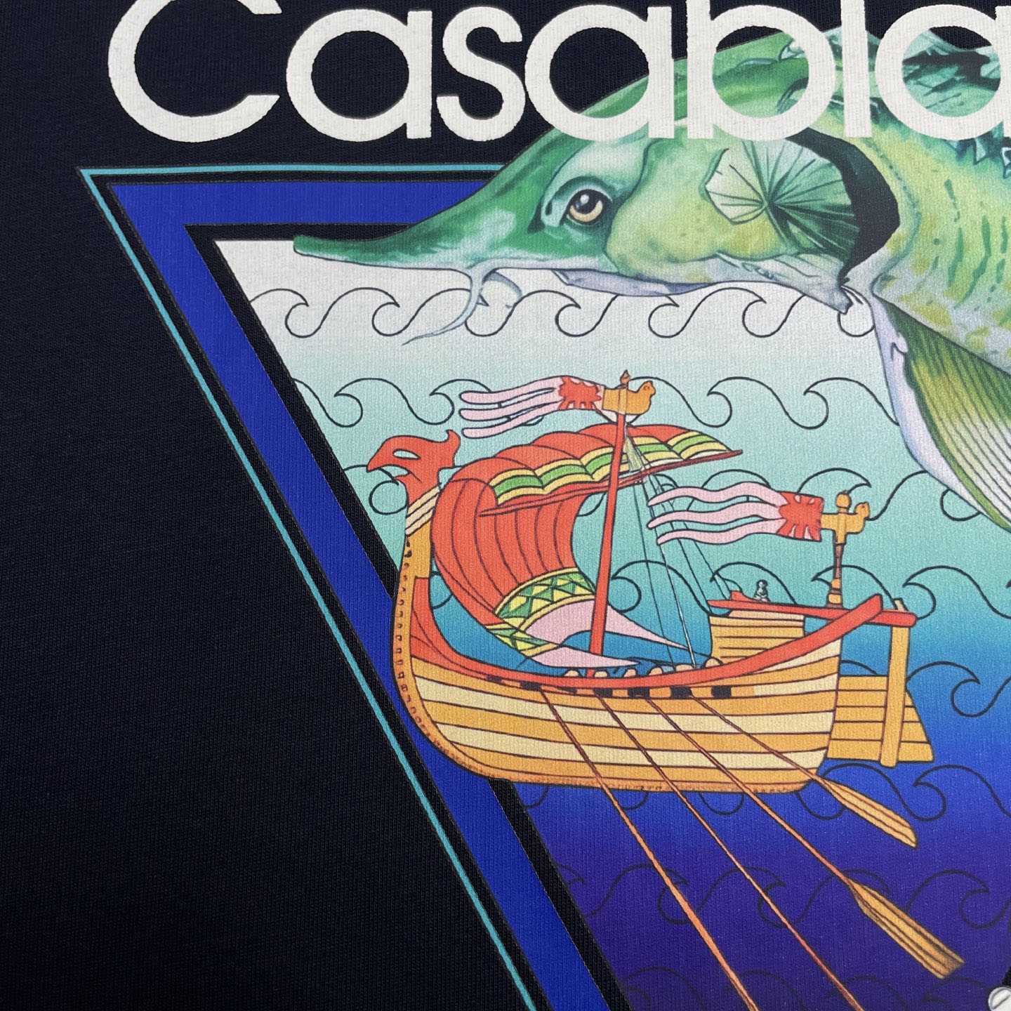 Casablanca Navy Casa Kaspia New York Club Icon Short Sleeve T‑Shirt C1186 - DesignerGu