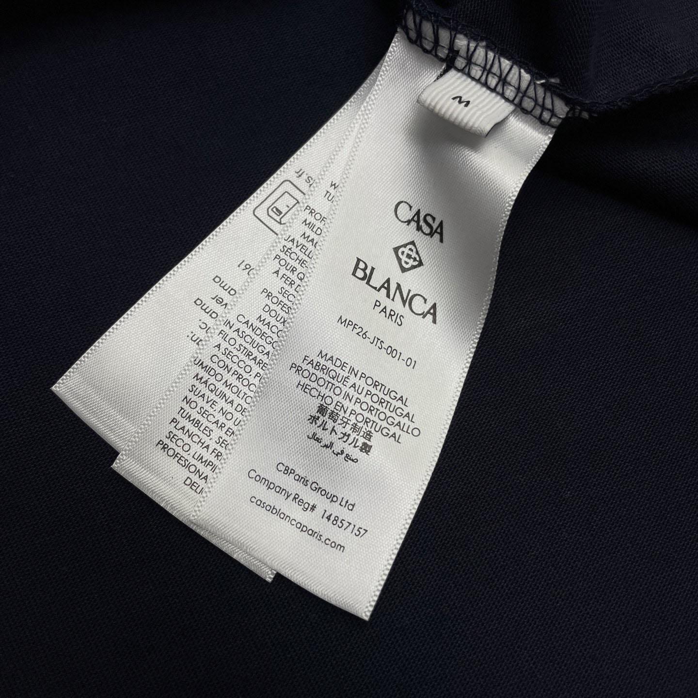 Casablanca Navy Casa Kaspia New York Club Icon Short Sleeve T‑Shirt C1186 - DesignerGu