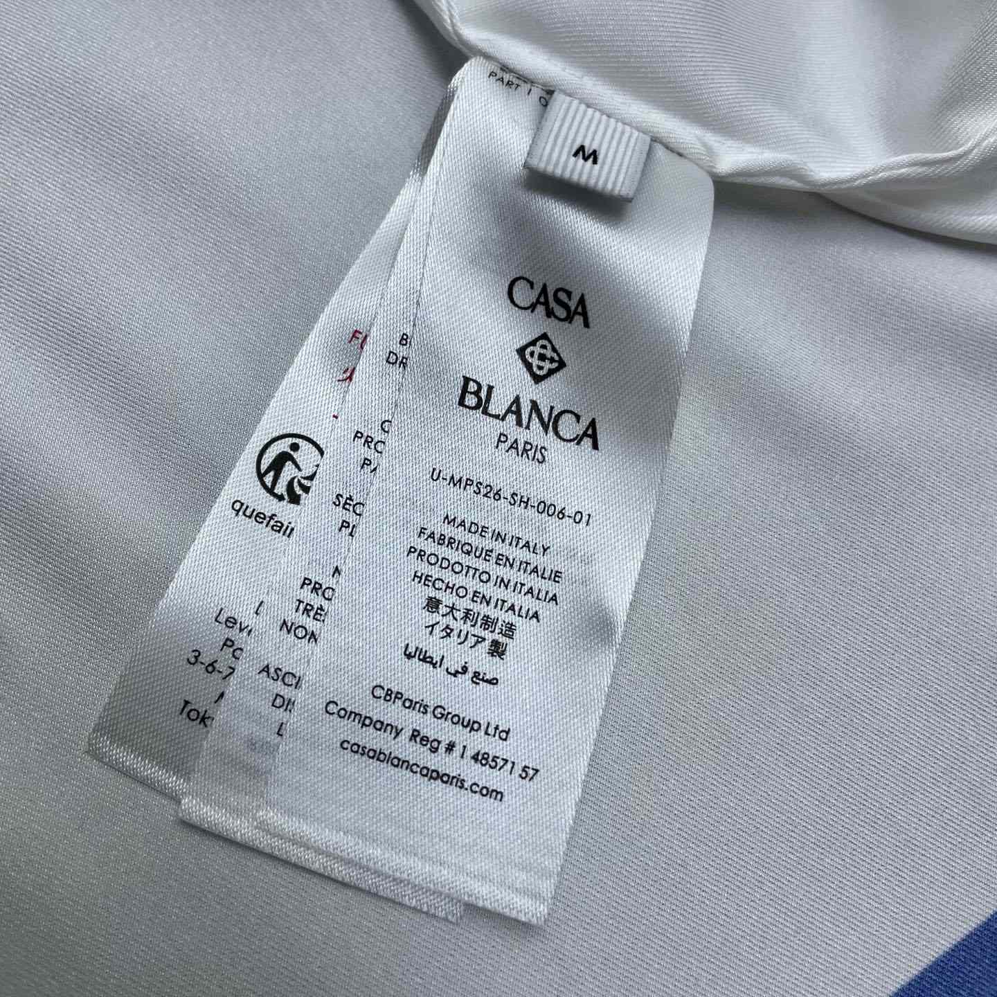 Casablanca White Hotel Emblem Short Sleeve Silk Shirt CA3600 - DesignerGu