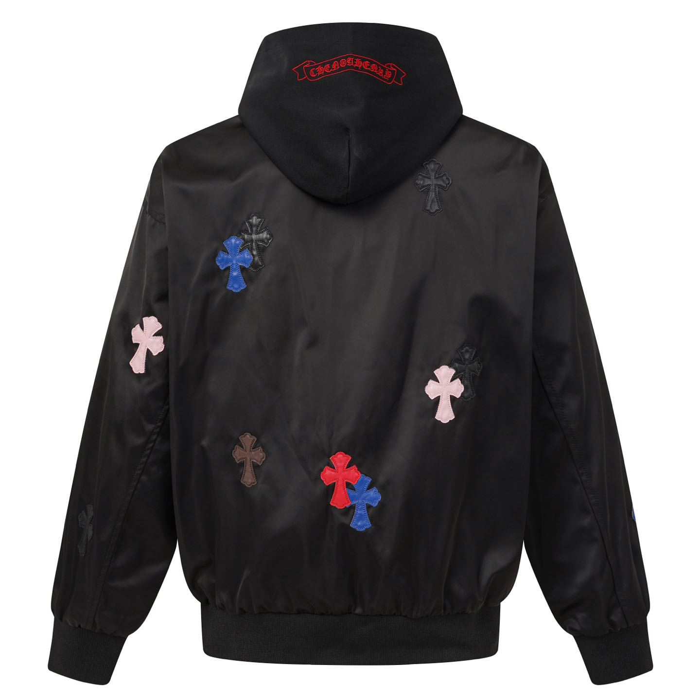Chrome Hearts Multicolor Cross Patch Hooded Bomber Jacket - DesignerGu
