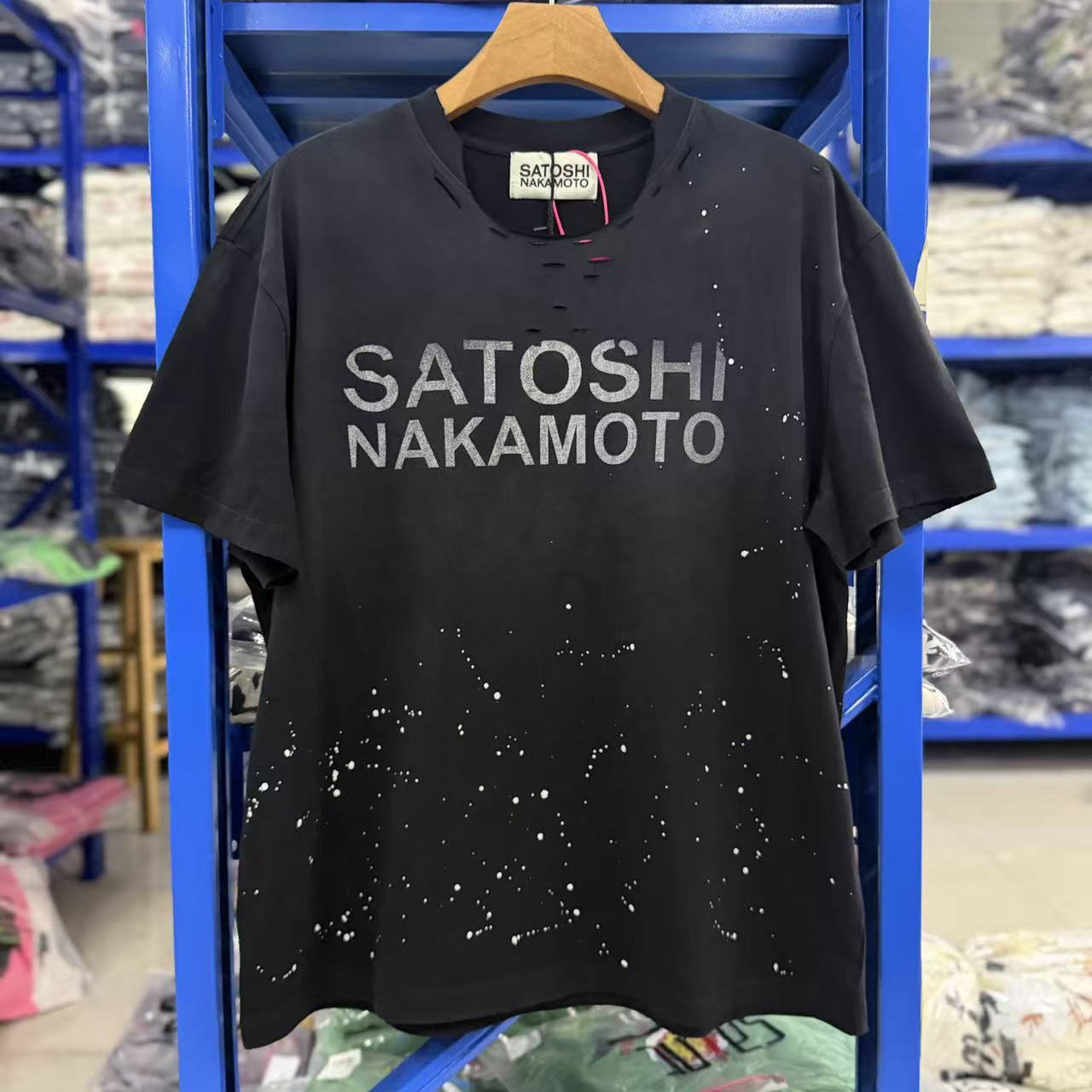 Satoshi Nakamoto - Luke Distressed Logo-Print Cotton-Jersey T-Shirt  - DesignerGu