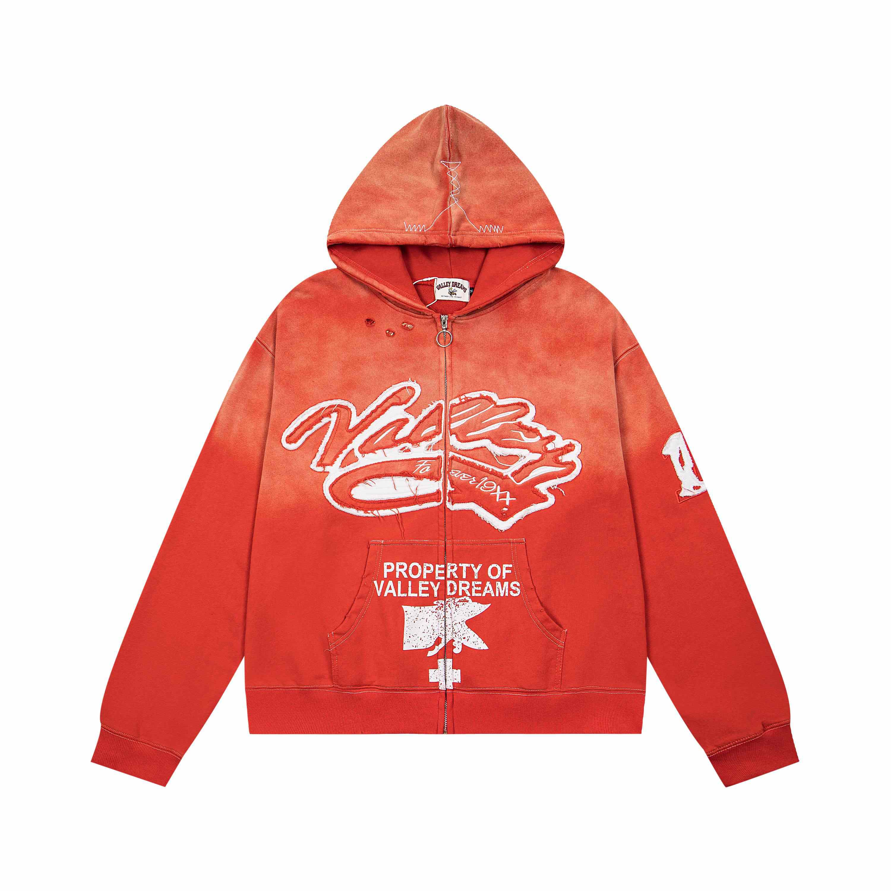 Vale Forever Religion Zip Up Hoodie Red - DesignerGu