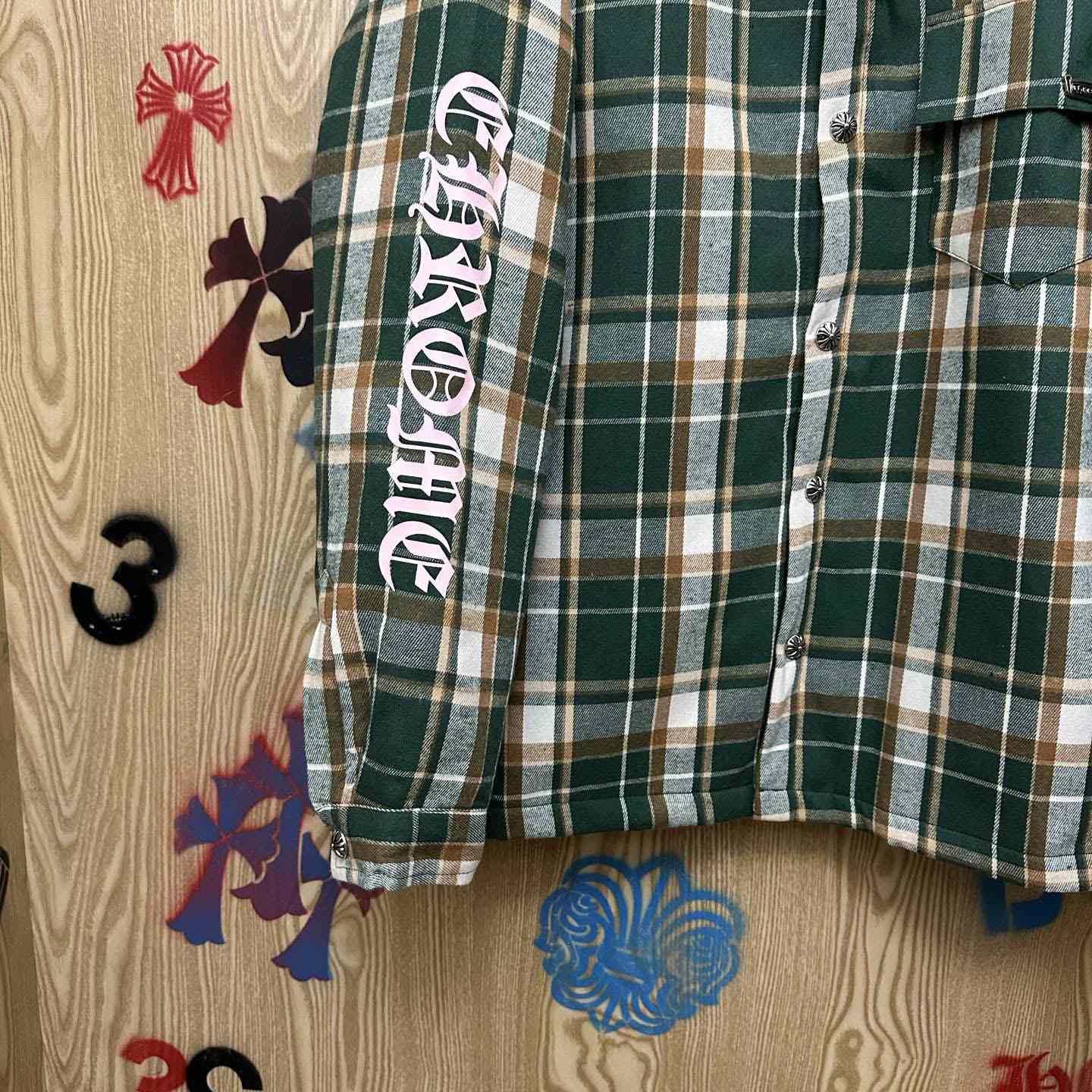 Chrome Hearts Quilted Padded Flannel Plaid Print Jacket - DesignerGu