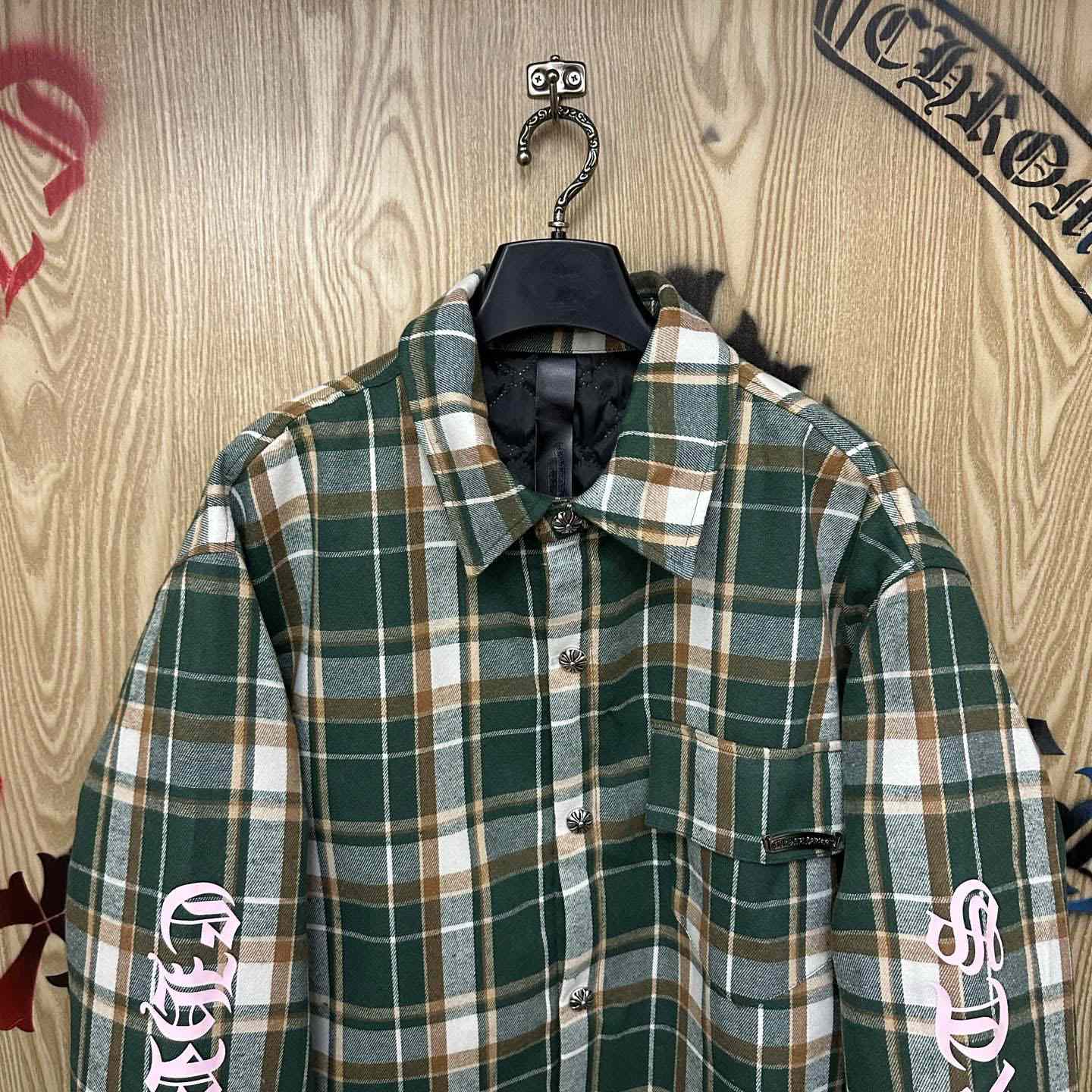 Chrome Hearts Quilted Padded Flannel Plaid Print Jacket - DesignerGu