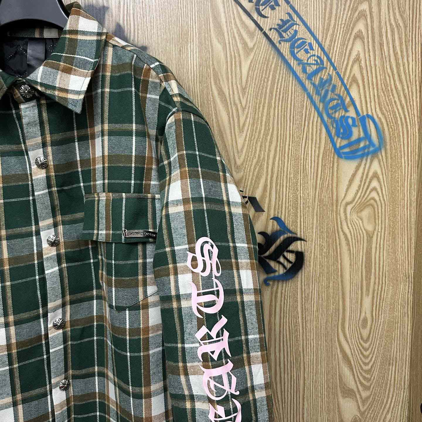 Chrome Hearts Quilted Padded Flannel Plaid Print Jacket - DesignerGu