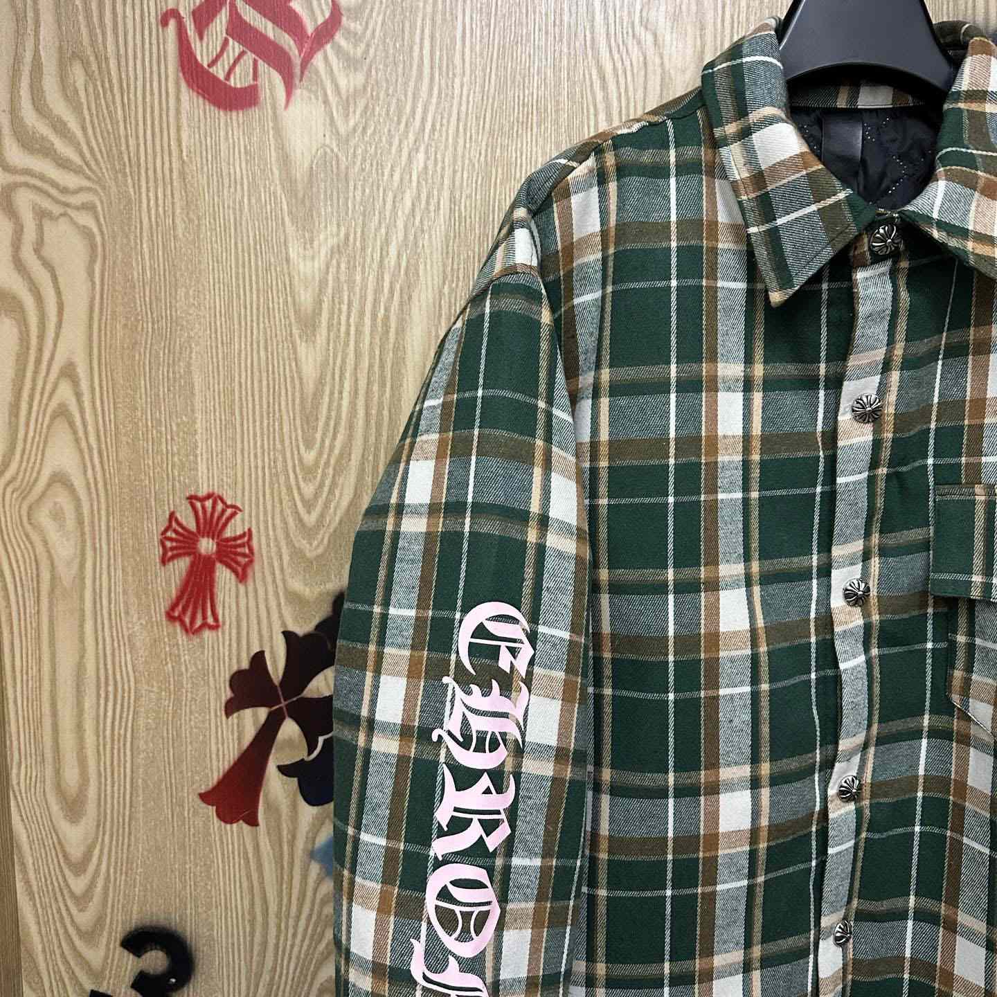 Chrome Hearts Quilted Padded Flannel Plaid Print Jacket - DesignerGu