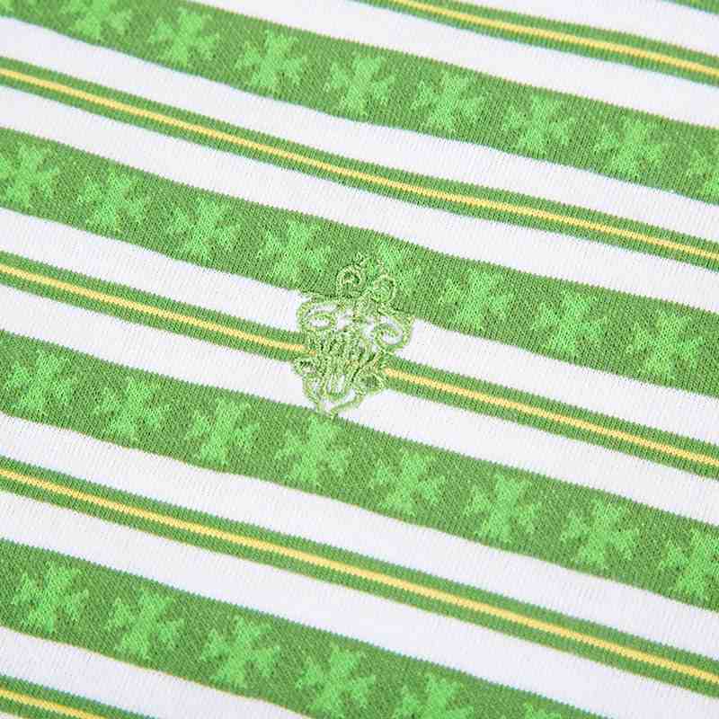 Chrome Hearts Teens From Mars Cross Script Green&White Long Sleeve Polo - DesignerGu