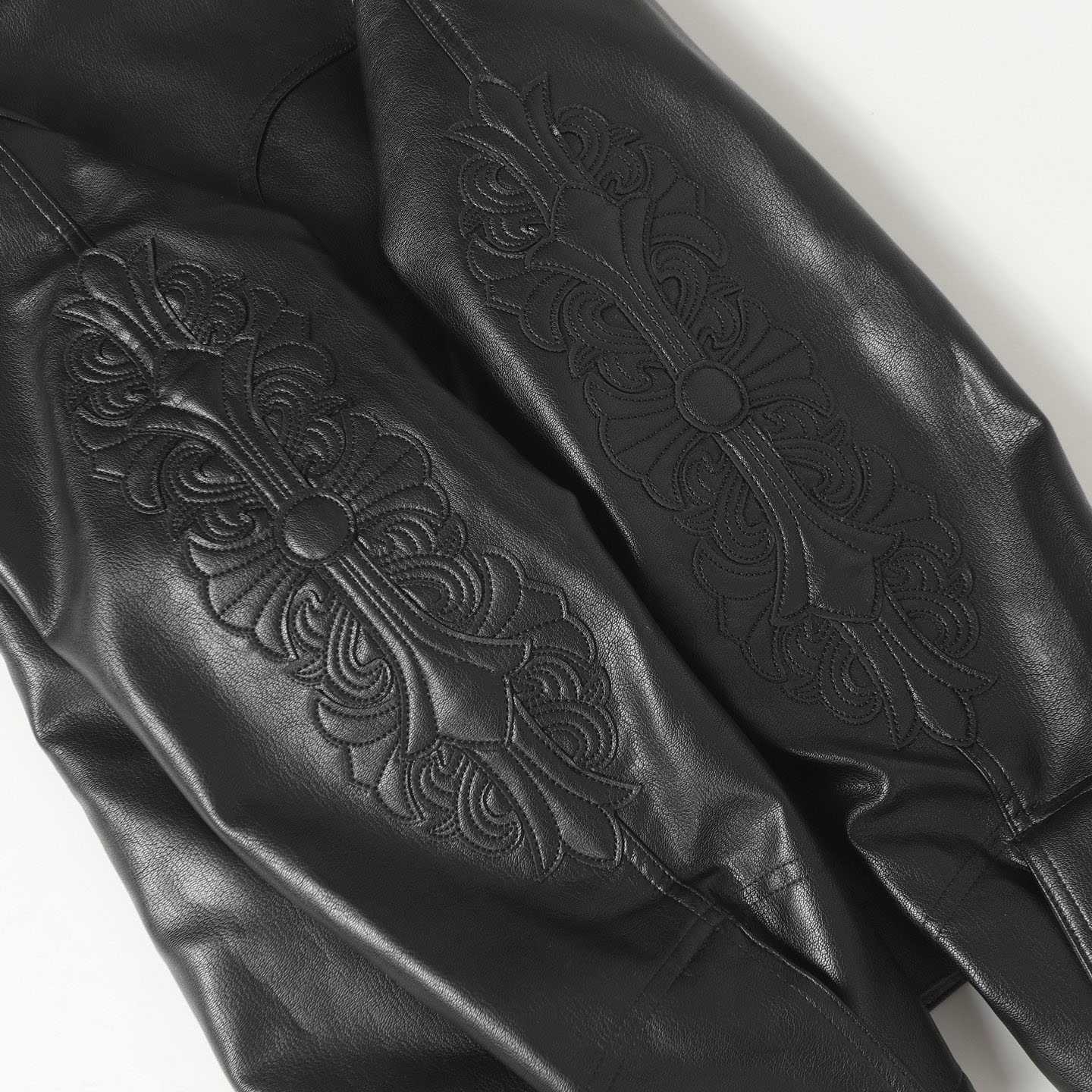 Chrome Hearts Black Leather Cross Western Jacket - DesignerGu