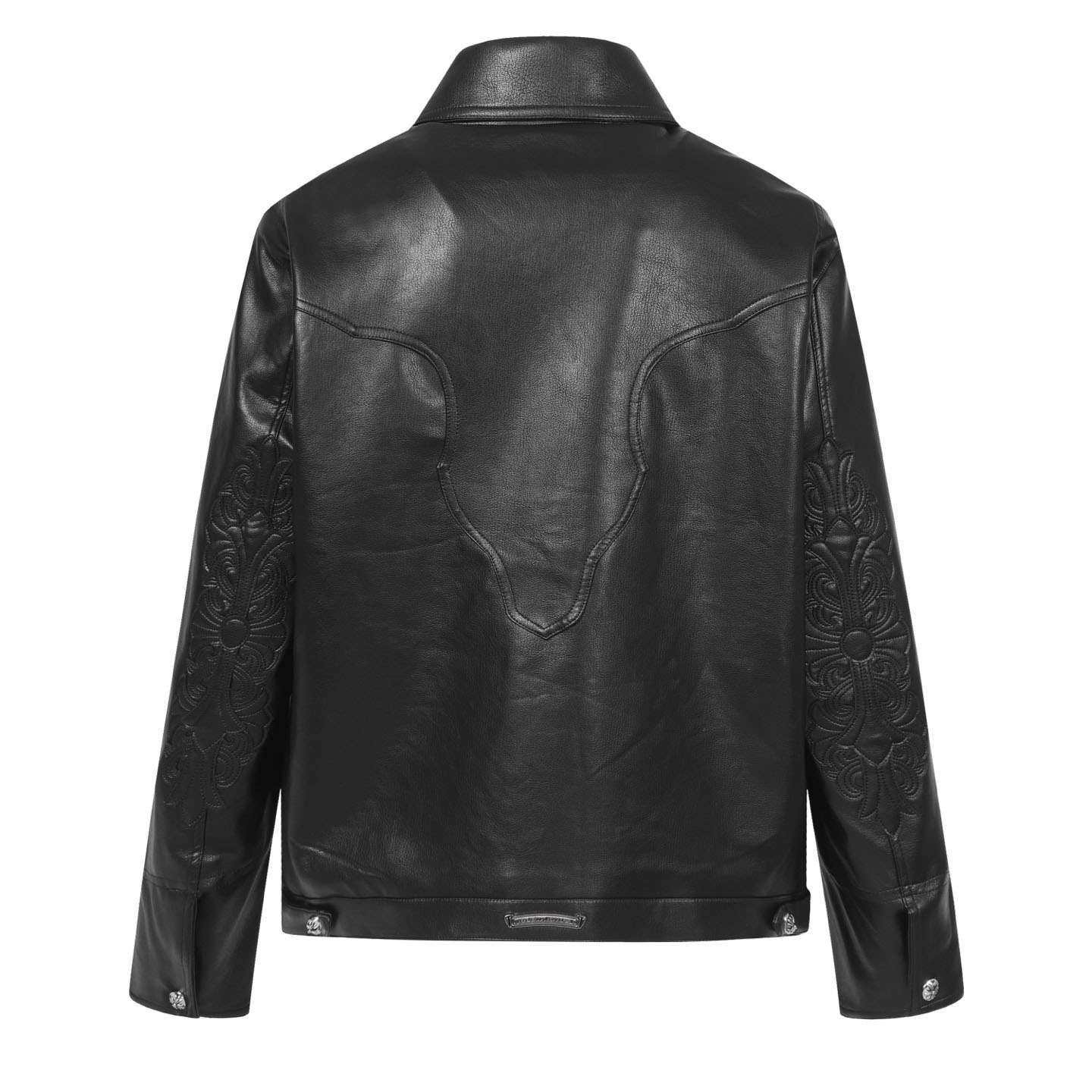 Chrome Hearts Black Leather Cross Western Jacket - DesignerGu