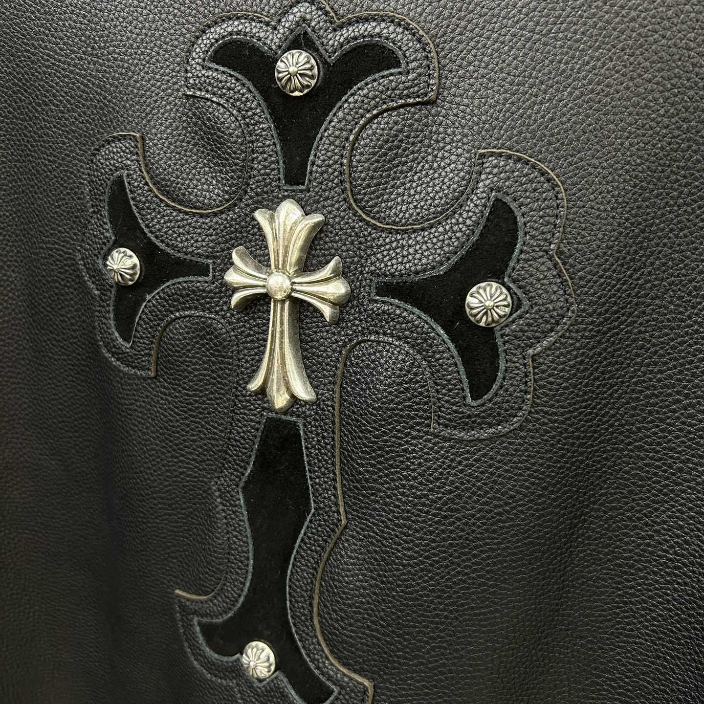 Chrome Hearts Classic Moto Filigree Cross Leather Jacket - DesignerGu