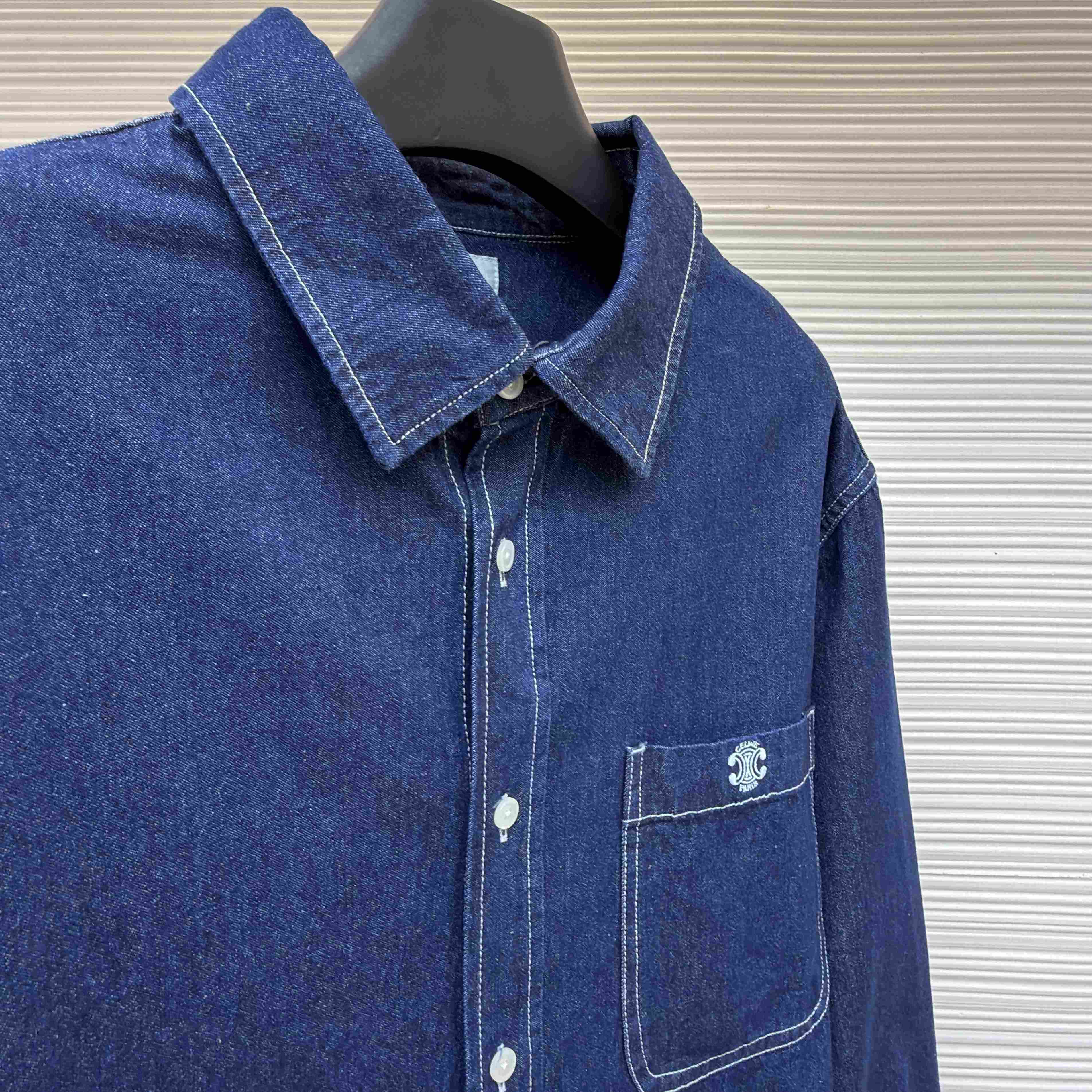Celine Overshirt In Cotton Denim - DesignerGu