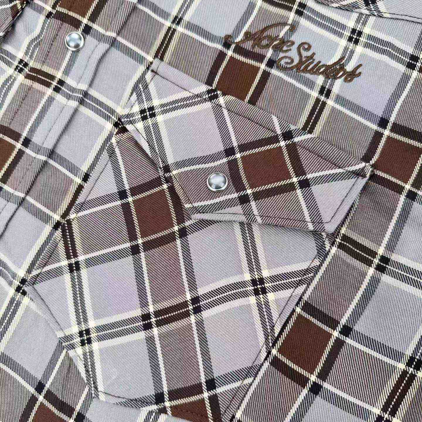 Acne Studios Gray Flannel Check Button-Up Shirt - DesignerGu