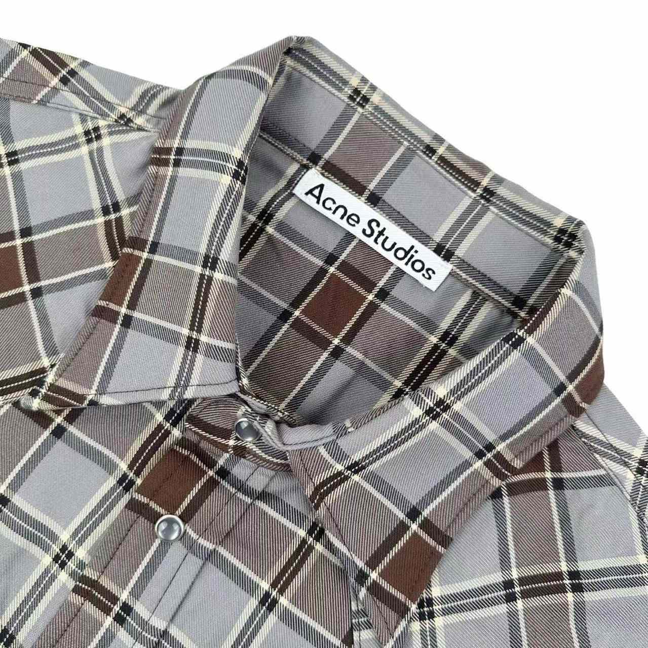 Acne Studios Gray Flannel Check Button-Up Shirt - DesignerGu