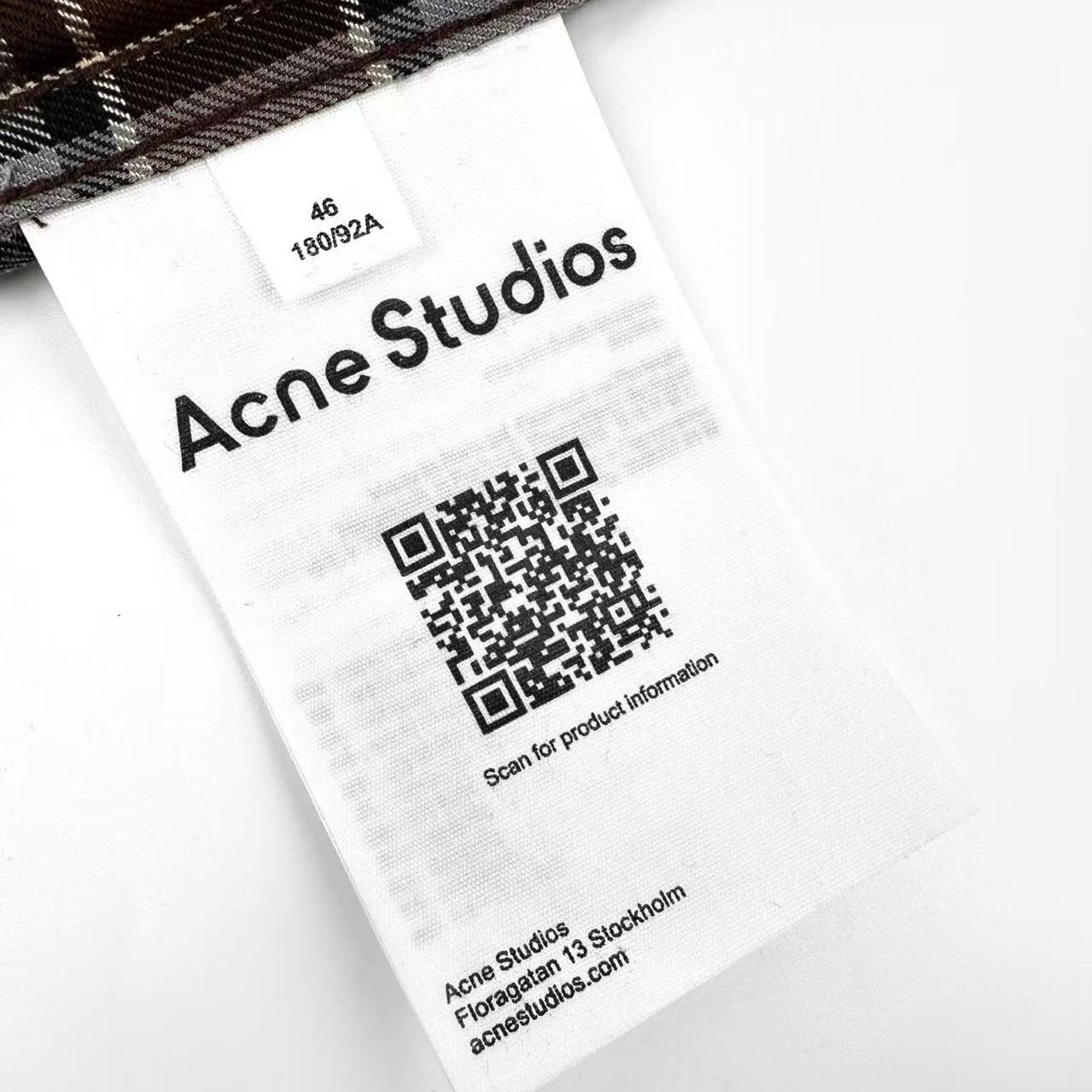 Acne Studios Gray Flannel Check Button-Up Shirt - DesignerGu