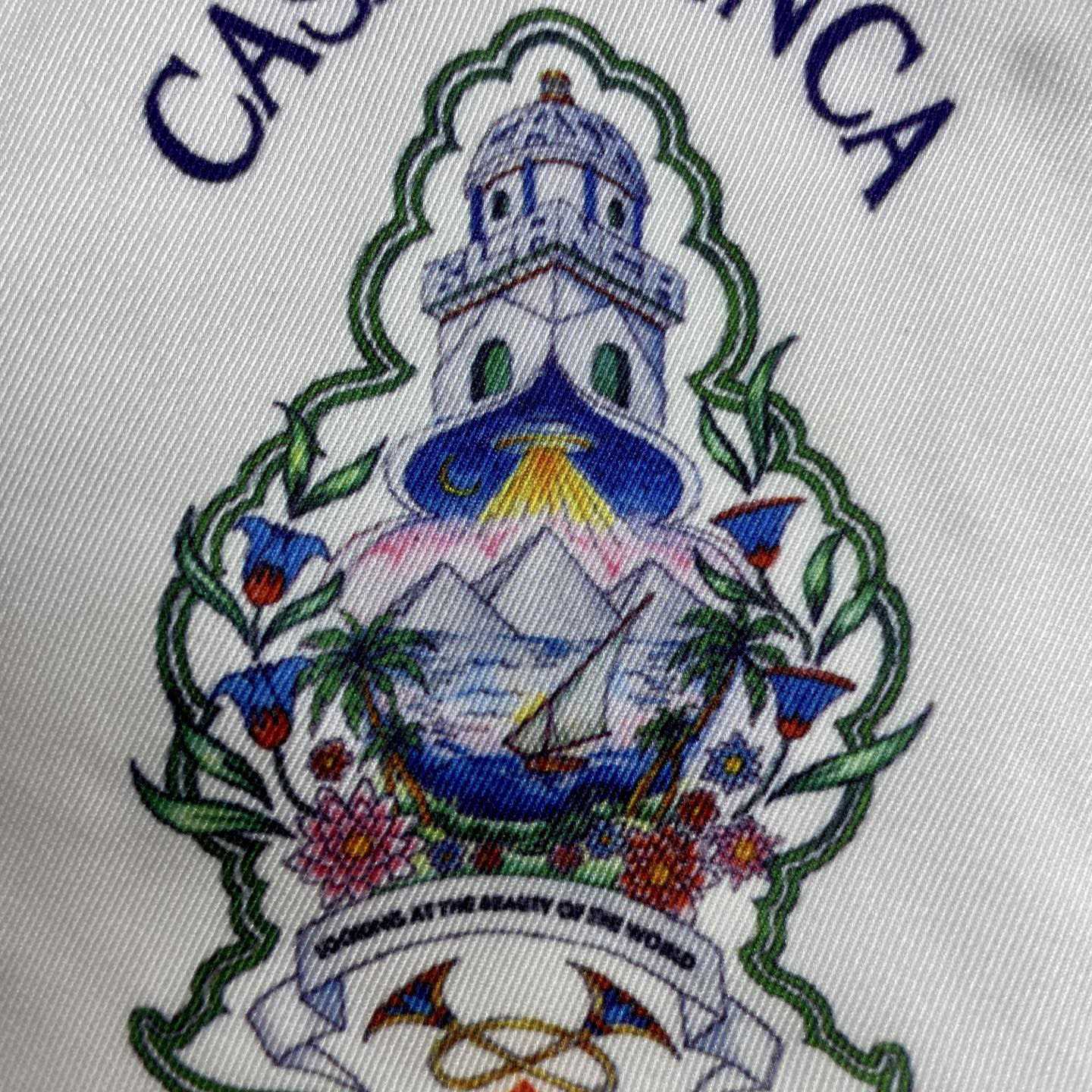Casablanca White Hotel Emblem Silk Shorts CA3601 - DesignerGu