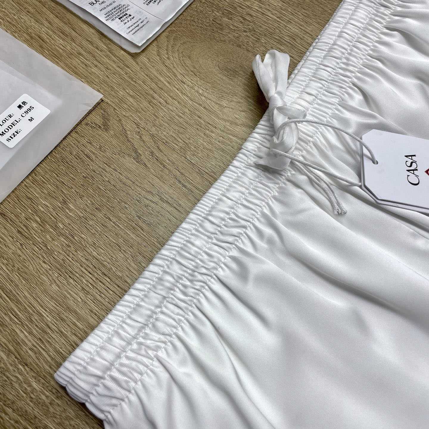 Casablanca White Hotel Emblem Silk Shorts CA3601 - DesignerGu