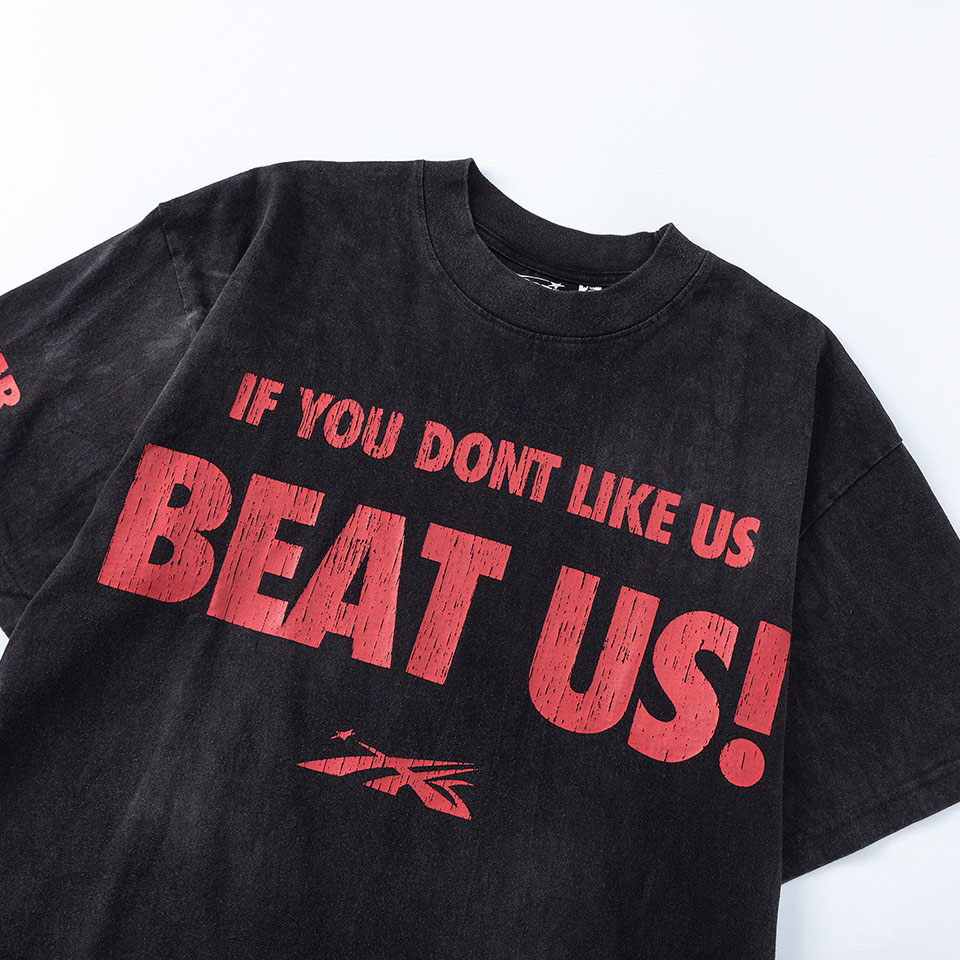 Hellstar Beat Us! T-Shirt 'Black/Red' - DesignerGu