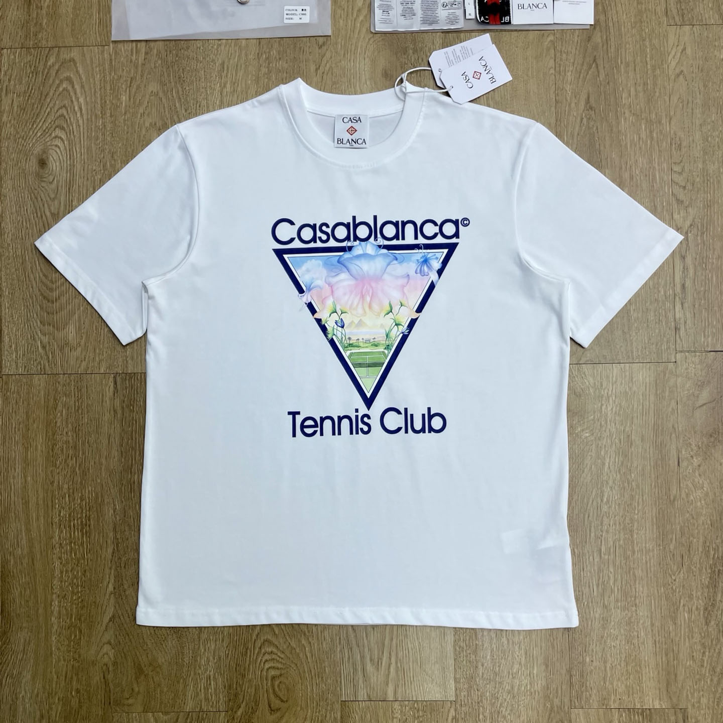 Casablanca White Tennis Club Icon Short Sleeve T‑Shirt C1192 - DesignerGu