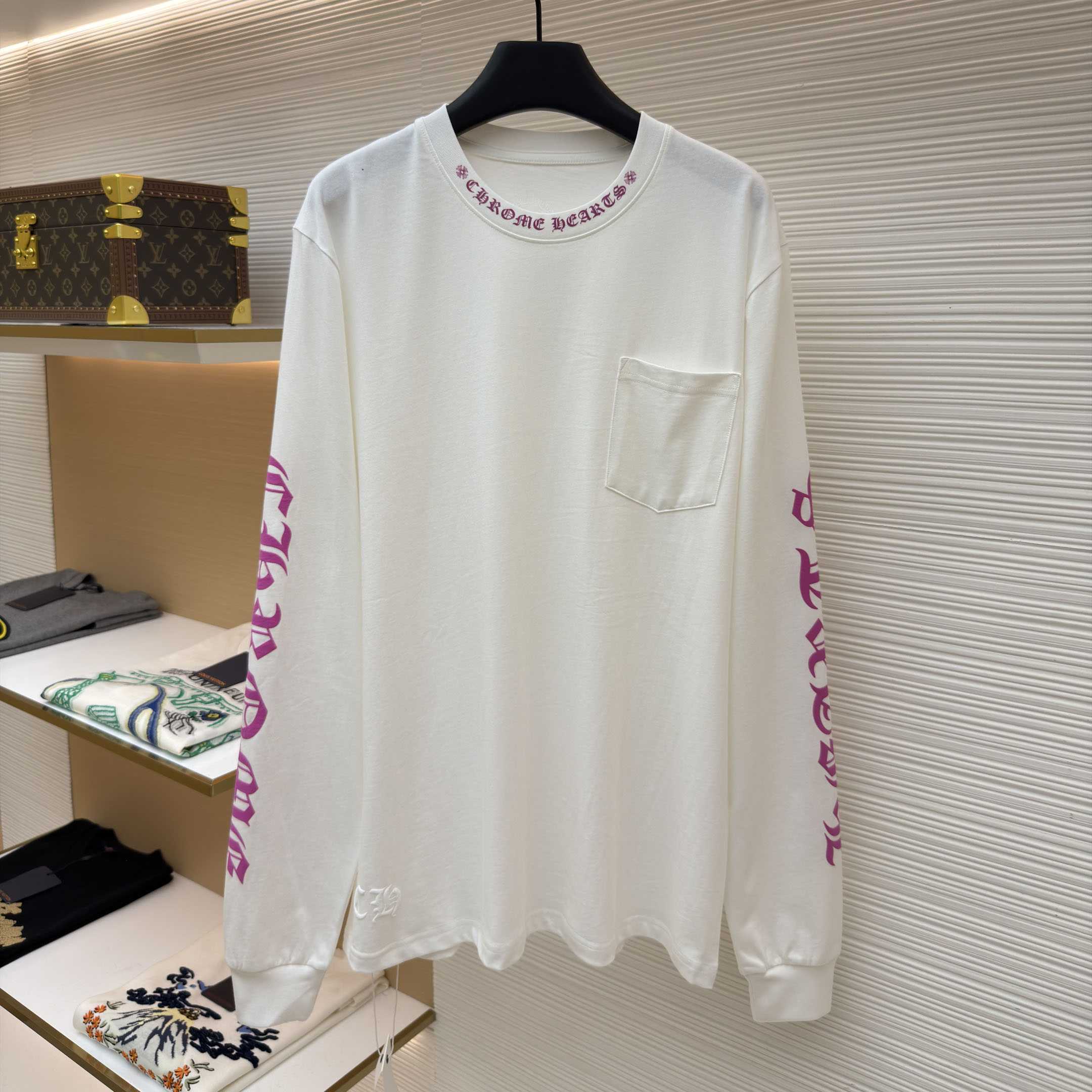 Chrome Hearts  Purple Letter Collar Long Sleeve Tee - DesignerGu