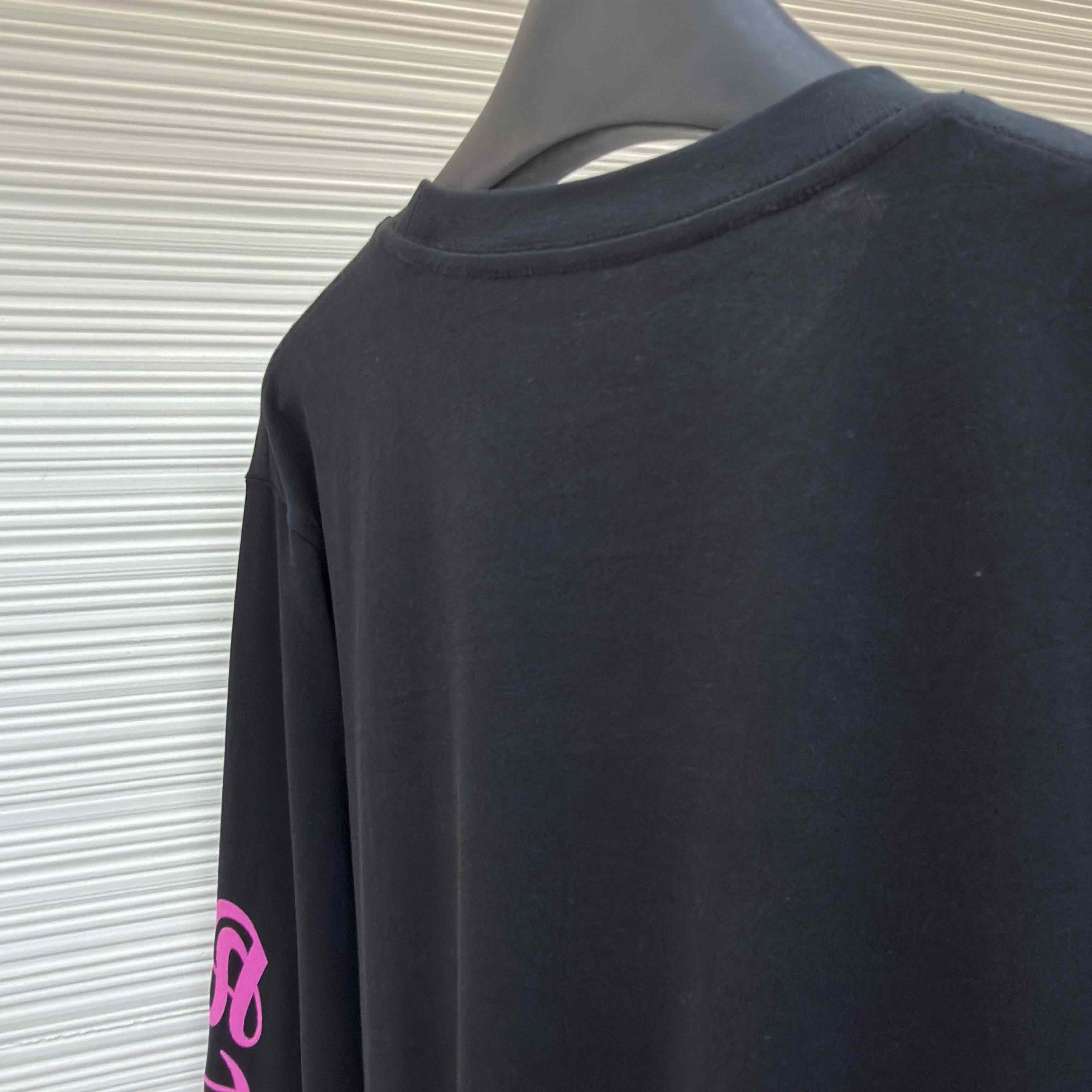 Chrome Hearts  Pink Horseshoe Black Long Sleeve Tee - DesignerGu