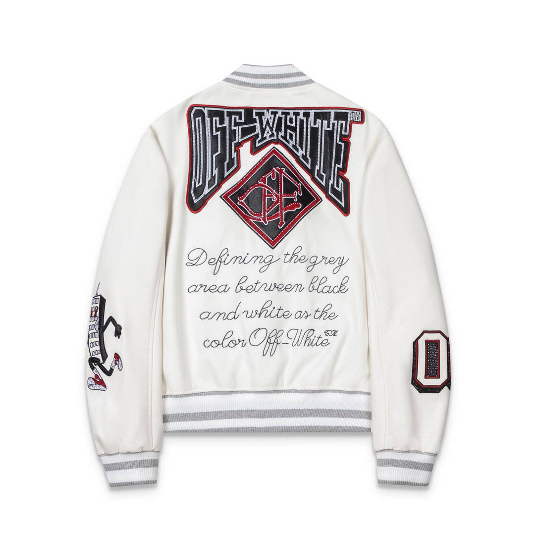 Off-White™ Crystal Full Lea Varsity Jacket - DesignerGu
