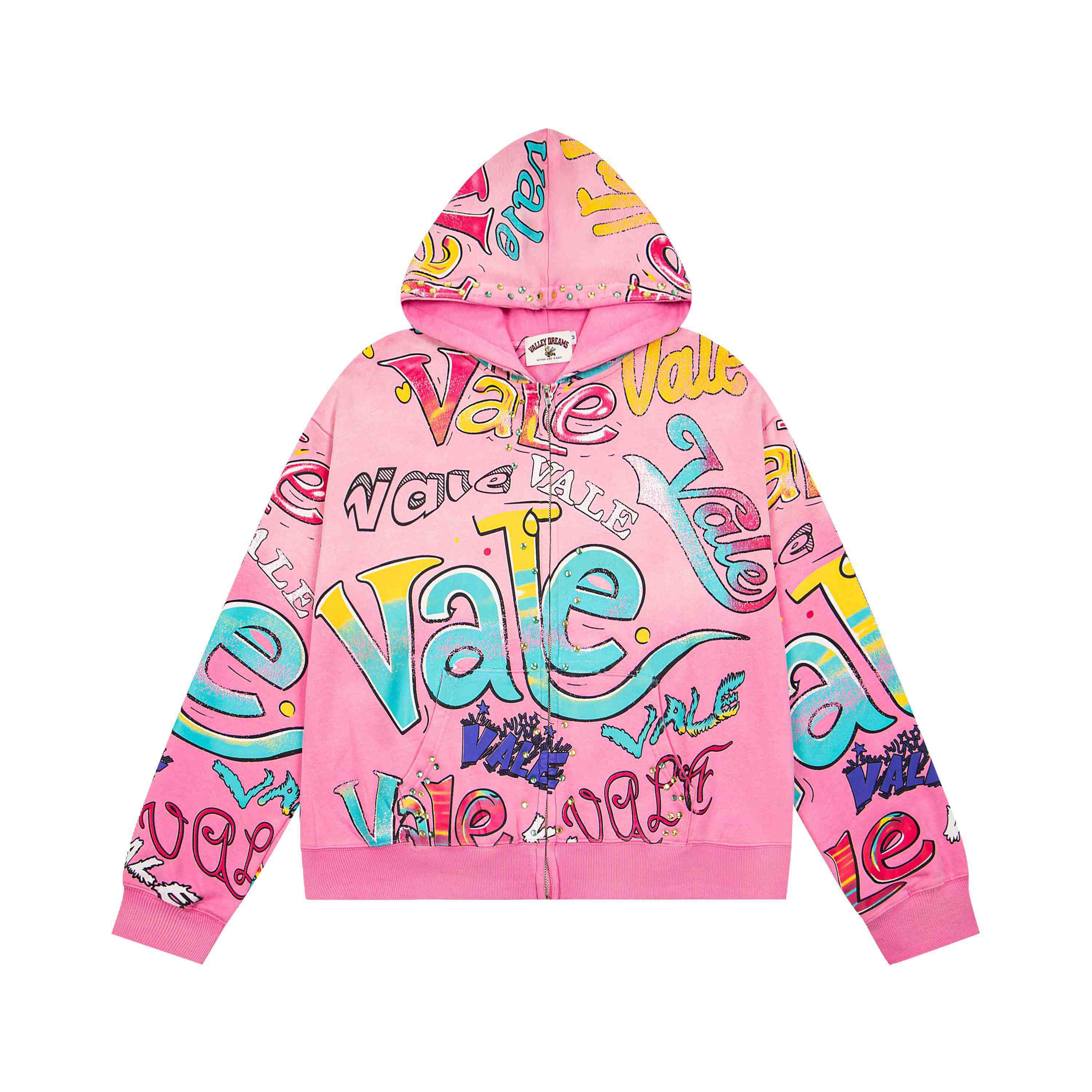 Vale Forever Crystal-Embellished Graffiti-Print Hoodie - DesignerGu