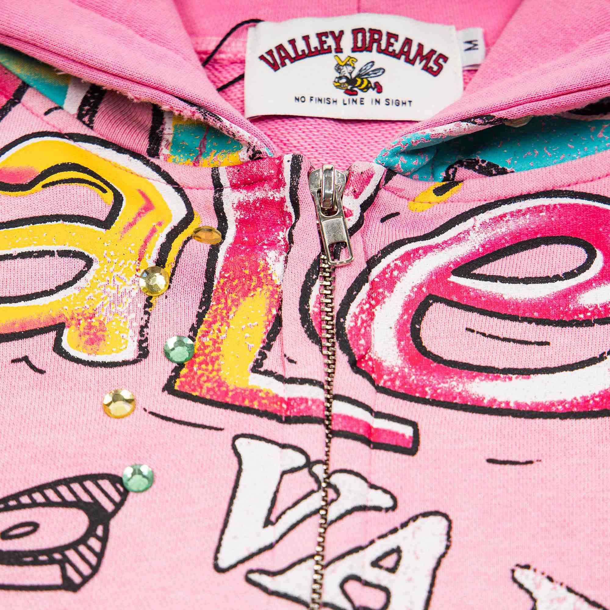 Vale Forever Crystal-Embellished Graffiti-Print Hoodie - DesignerGu
