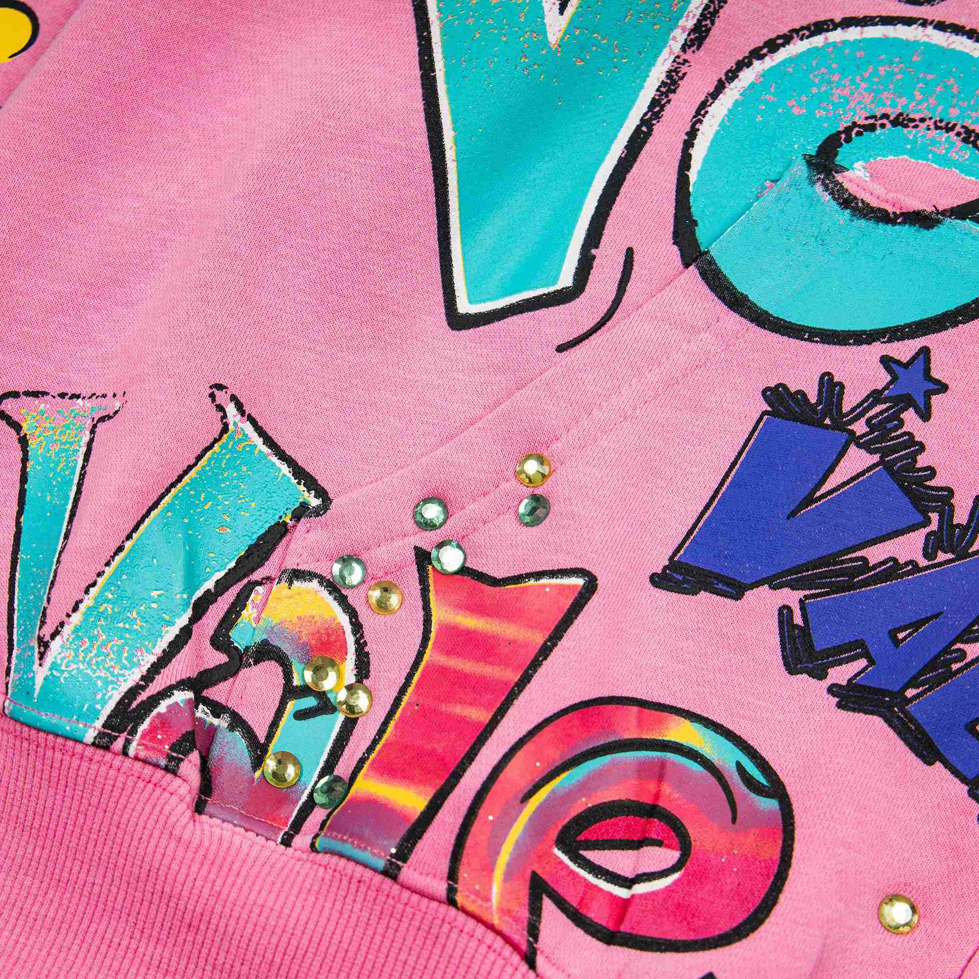 Vale Forever Crystal-Embellished Graffiti-Print Hoodie - DesignerGu