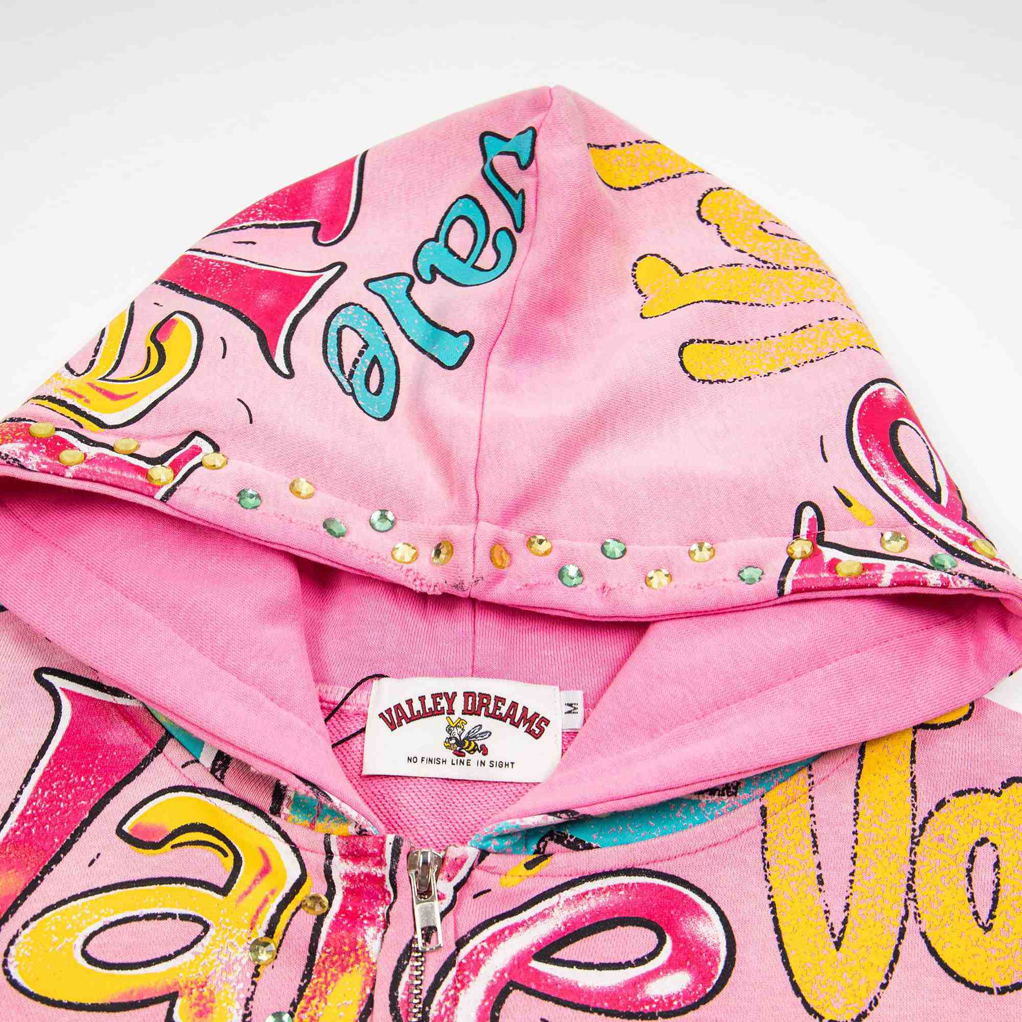 Vale Forever Crystal-Embellished Graffiti-Print Hoodie - DesignerGu