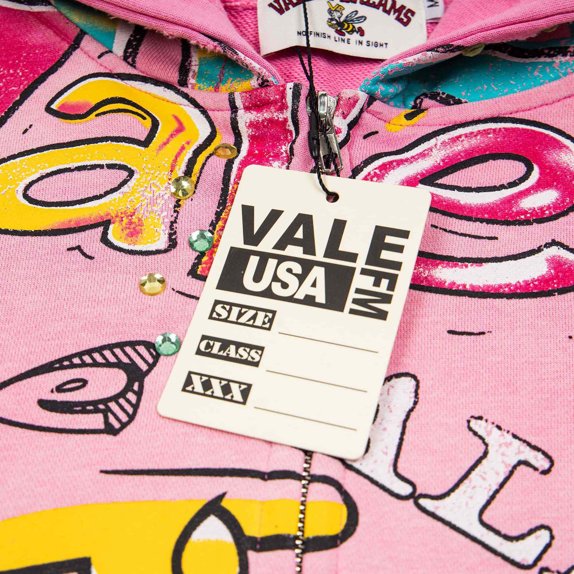 Vale Forever Crystal-Embellished Graffiti-Print Hoodie - DesignerGu