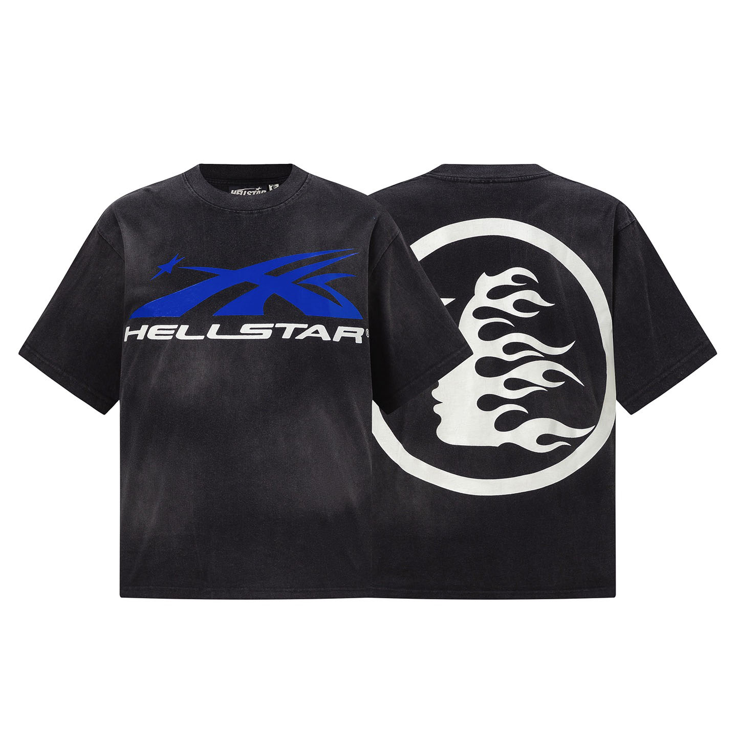 Hellstar Gel Sport Logo T-Shirt 'Black/Blue' - DesignerGu